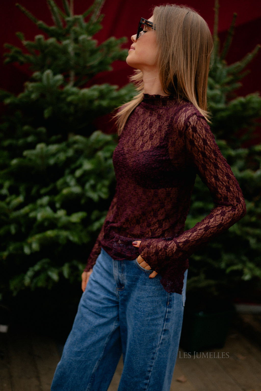 Haut en dentelle Kaya LS prune