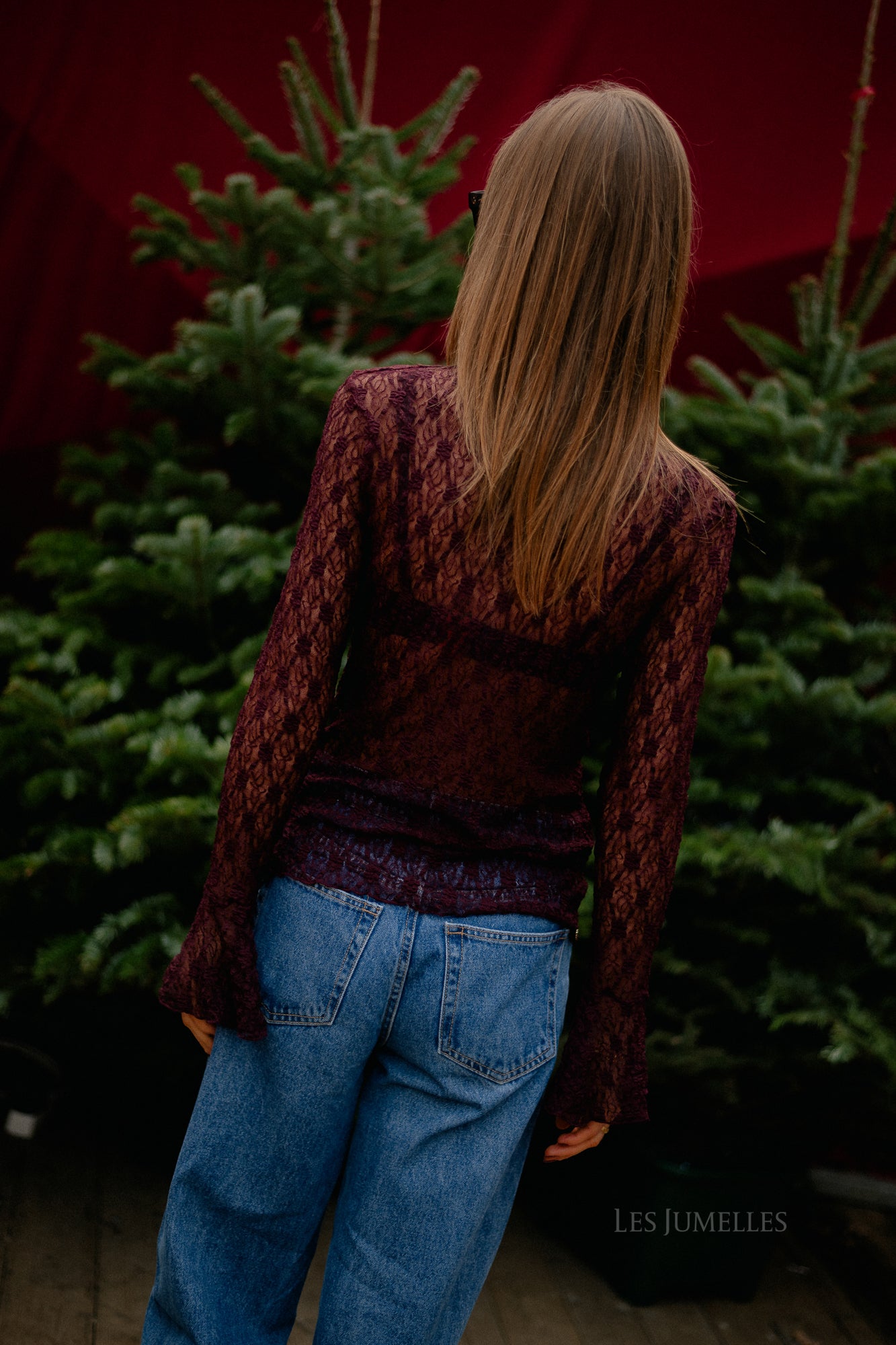 Haut en dentelle Kaya LS prune