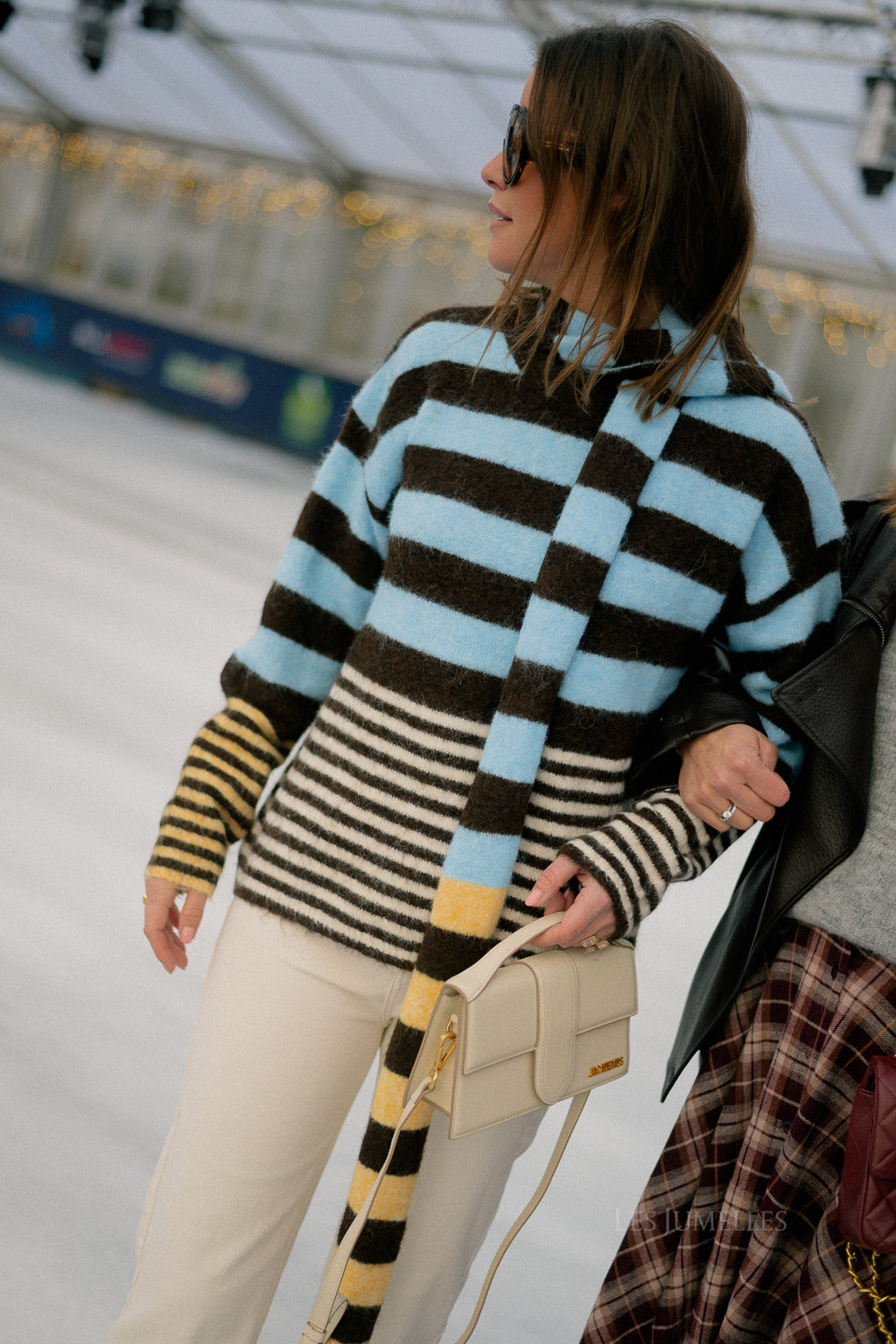 Pull rayé Juliette couleur chocolat chaud/bleu clair