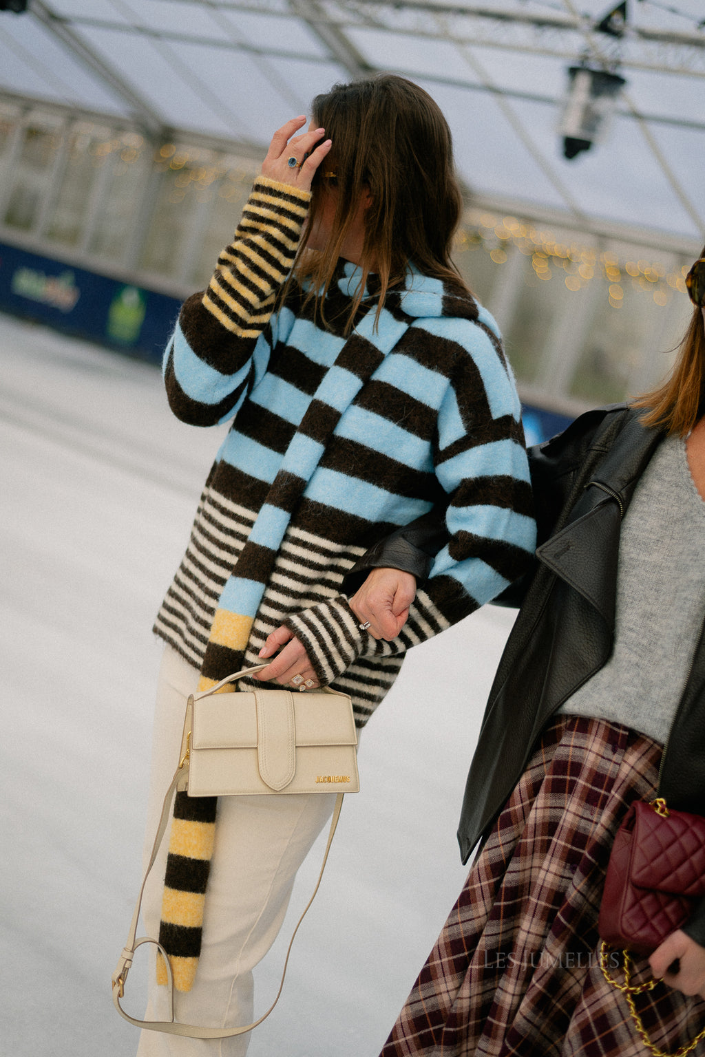 Pull rayé Juliette couleur chocolat chaud/bleu clair