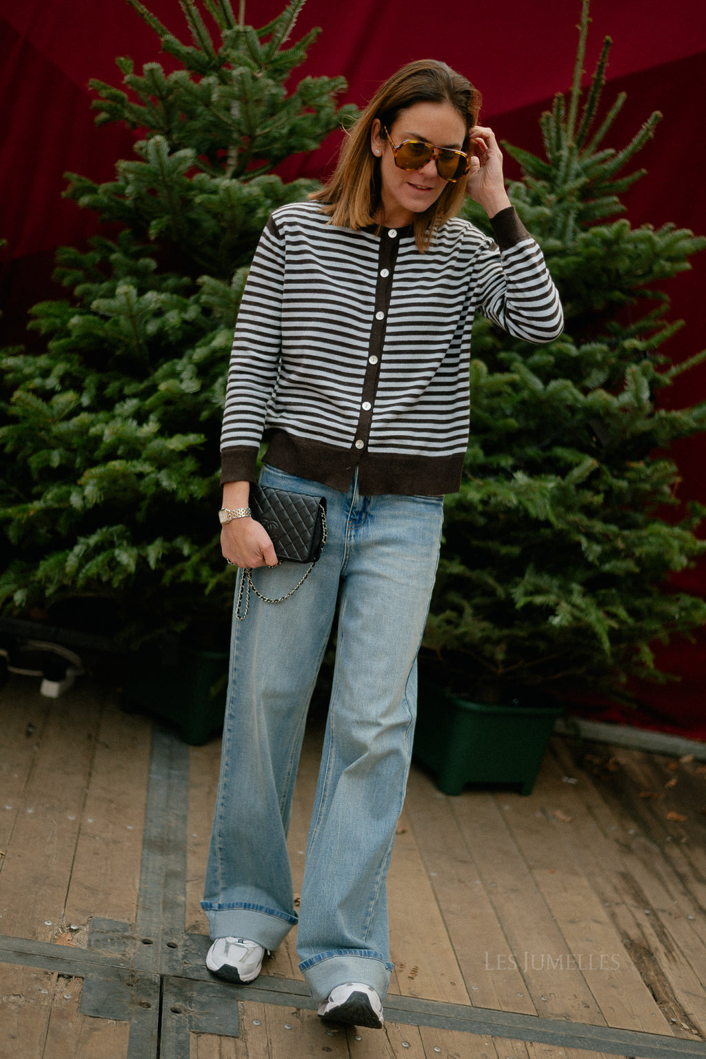 Gilet rayé Lisa couleur chocolat chaud/bleu clair