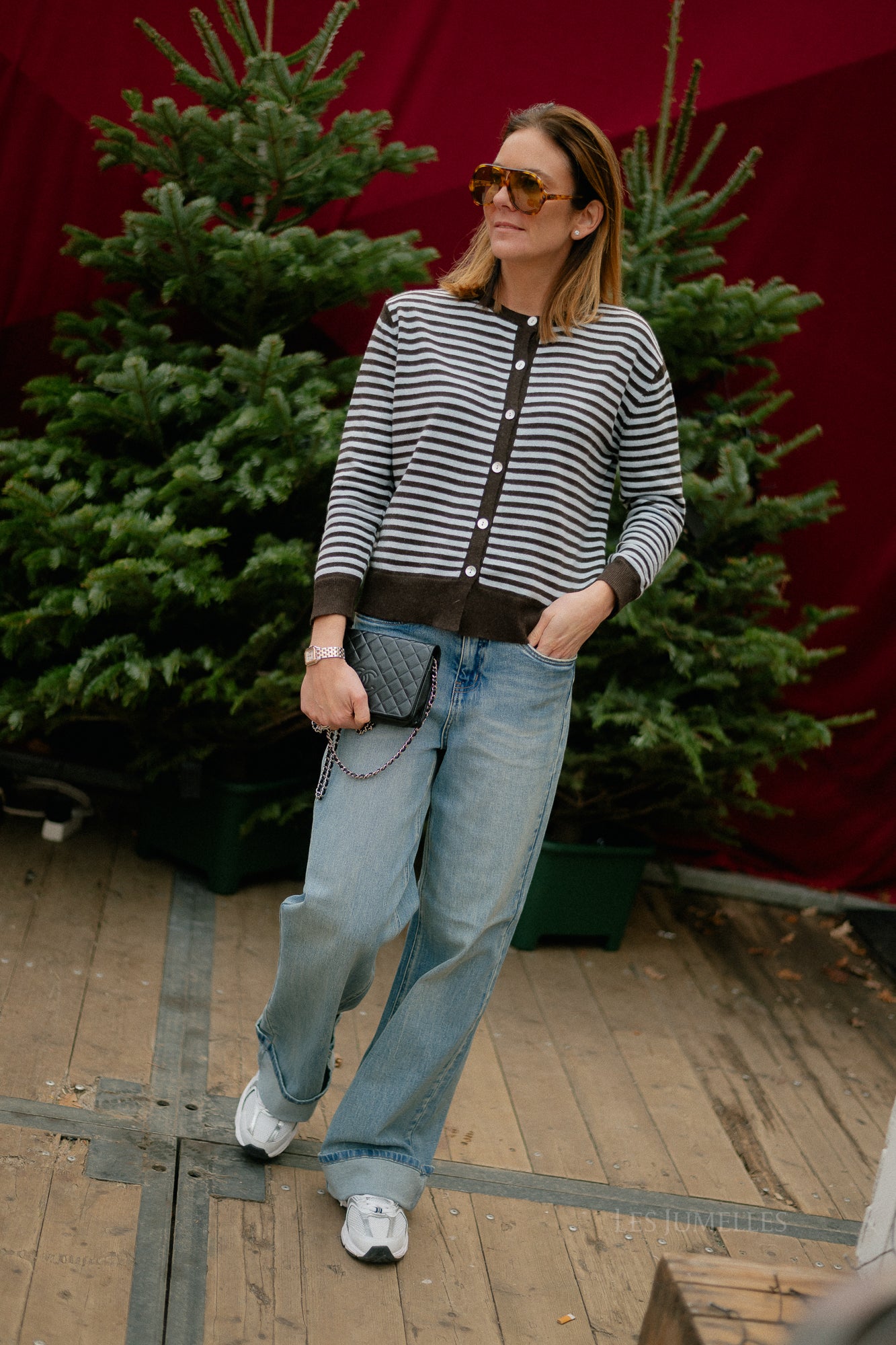 Gilet rayé Lisa couleur chocolat chaud/bleu clair