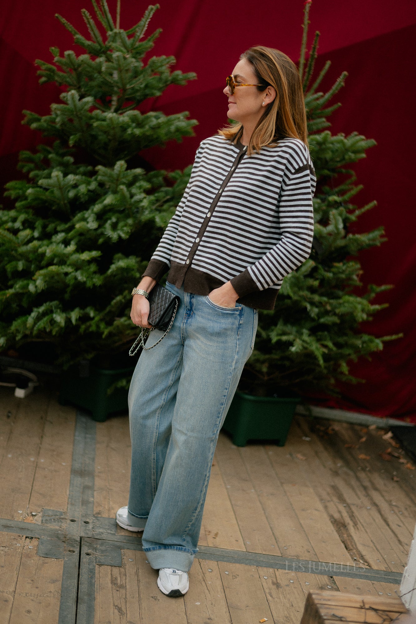 Gilet rayé Lisa couleur chocolat chaud/bleu clair