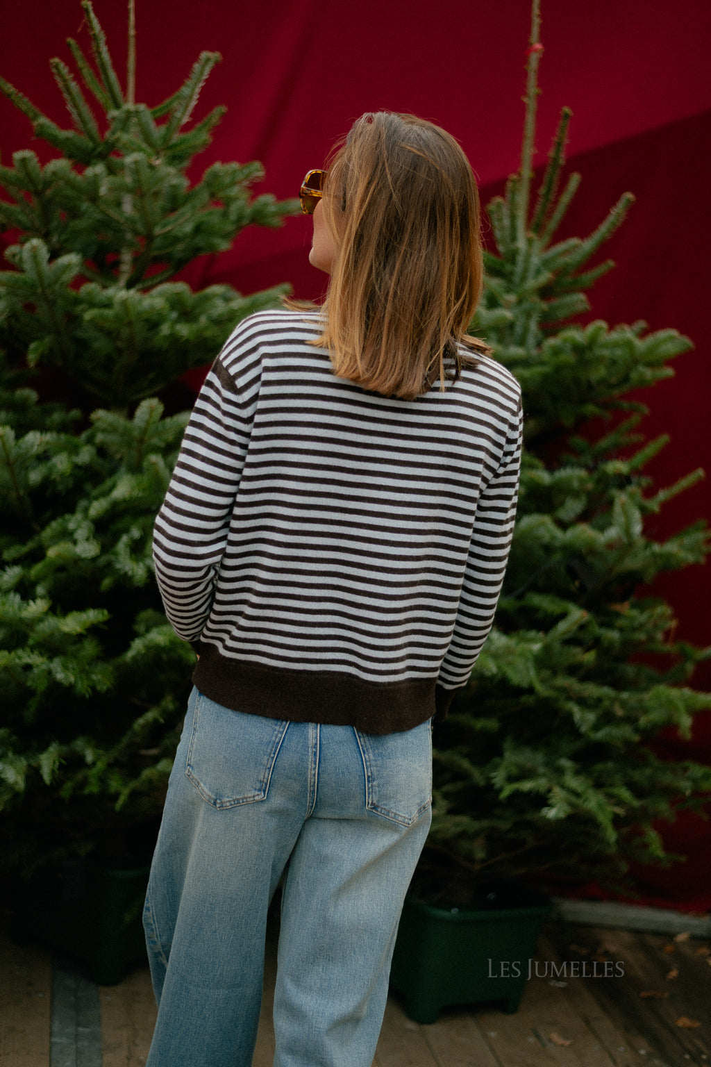 Gilet rayé Lisa couleur chocolat chaud/bleu clair