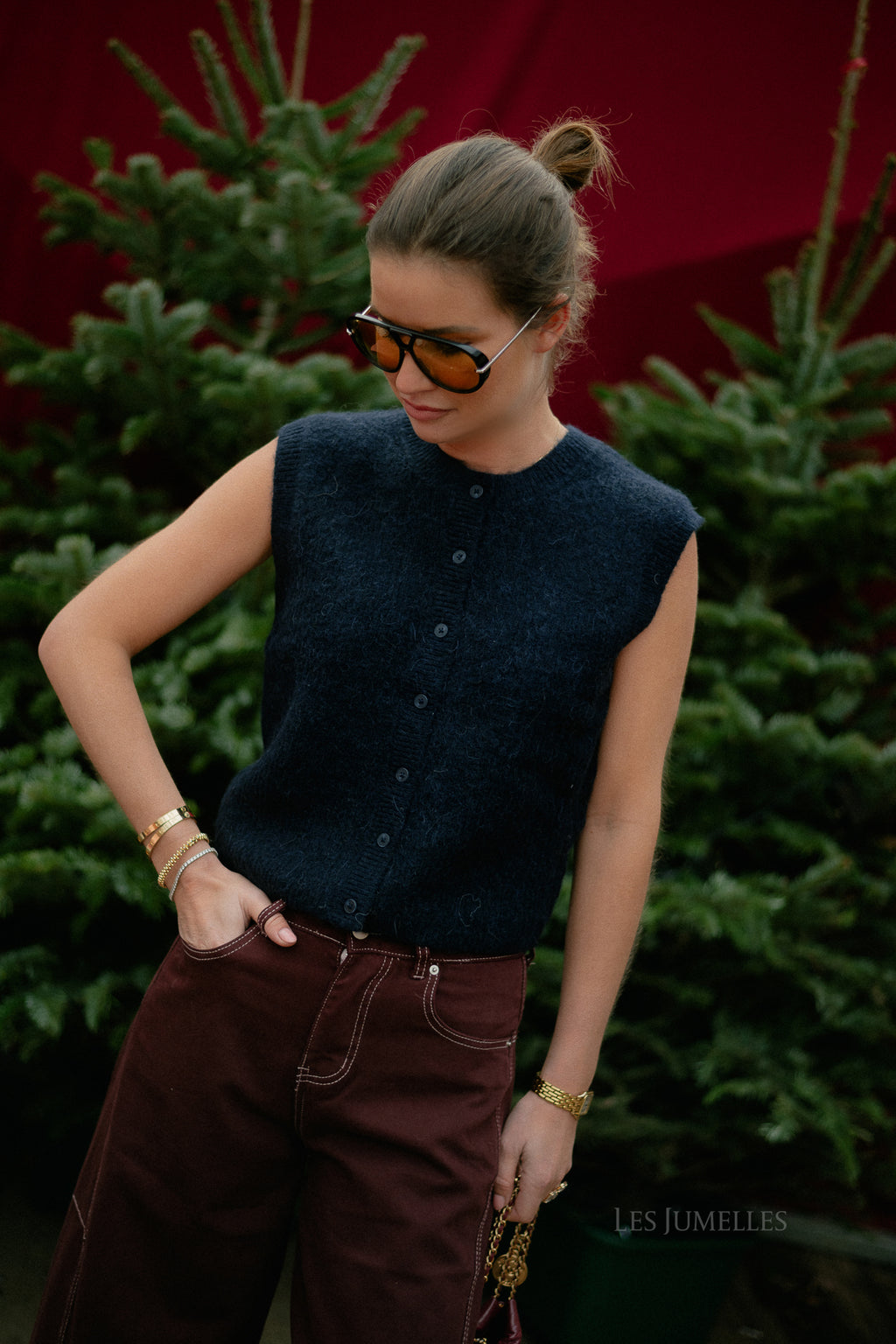 SLFLulu SL button O-neck vest dark sapphire