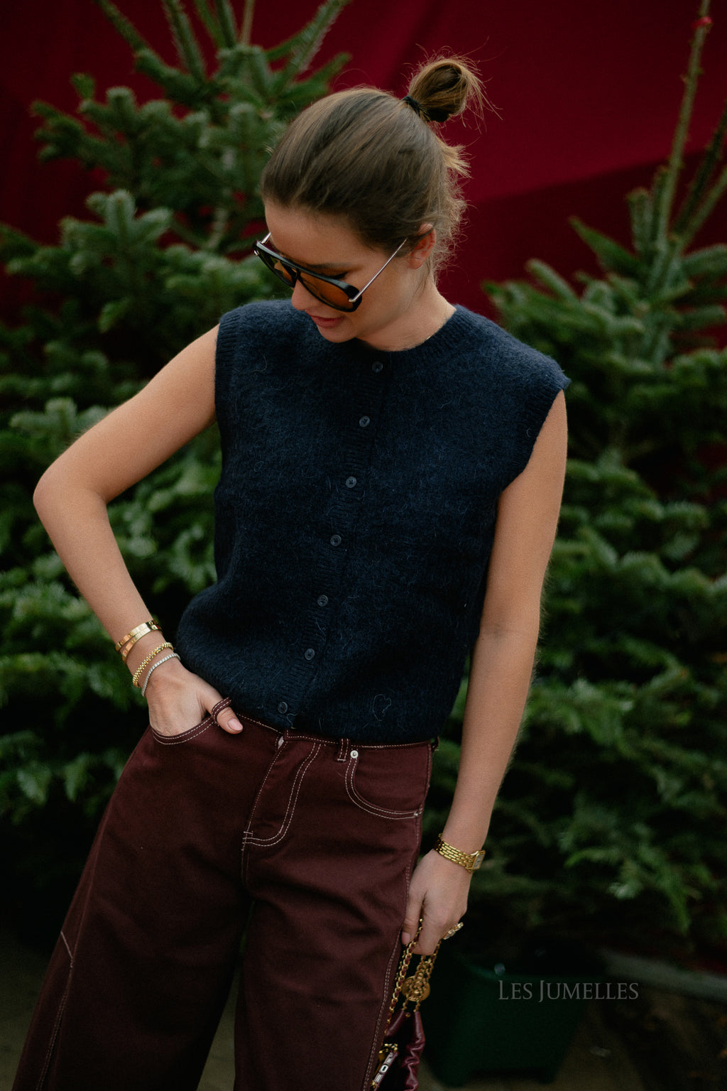 SLFLulu SL button O-neck vest dark sapphire