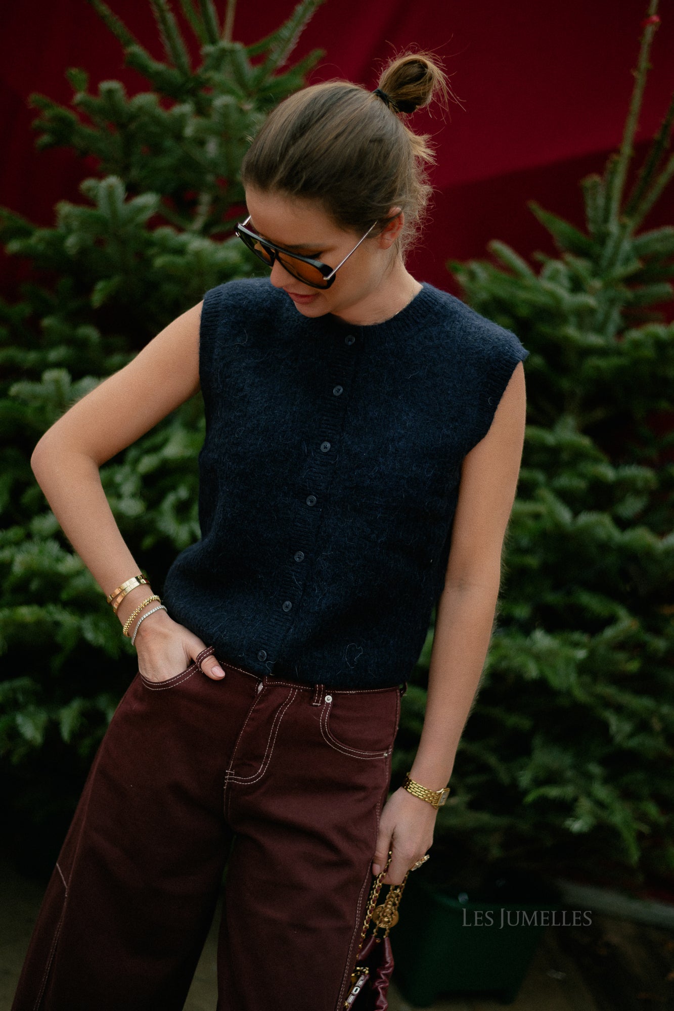 SLFLulu SL button O-neck vest dark sapphire