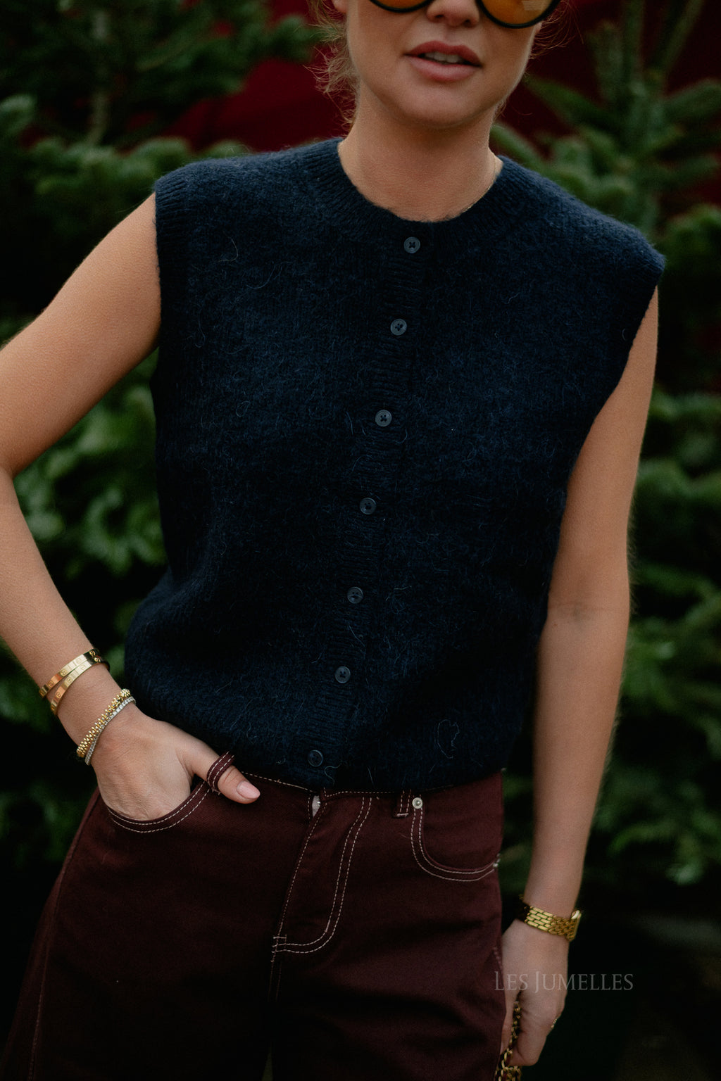 SLFLulu SL button O-neck vest dark sapphire