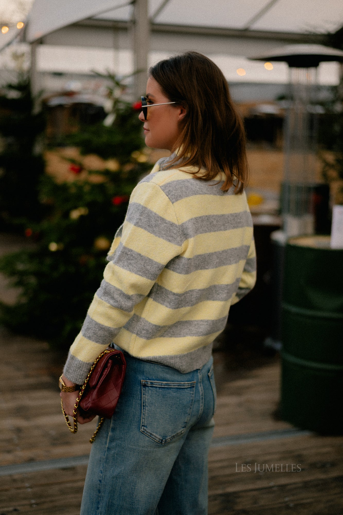 Birdie striped cardigan grey/butter yellow