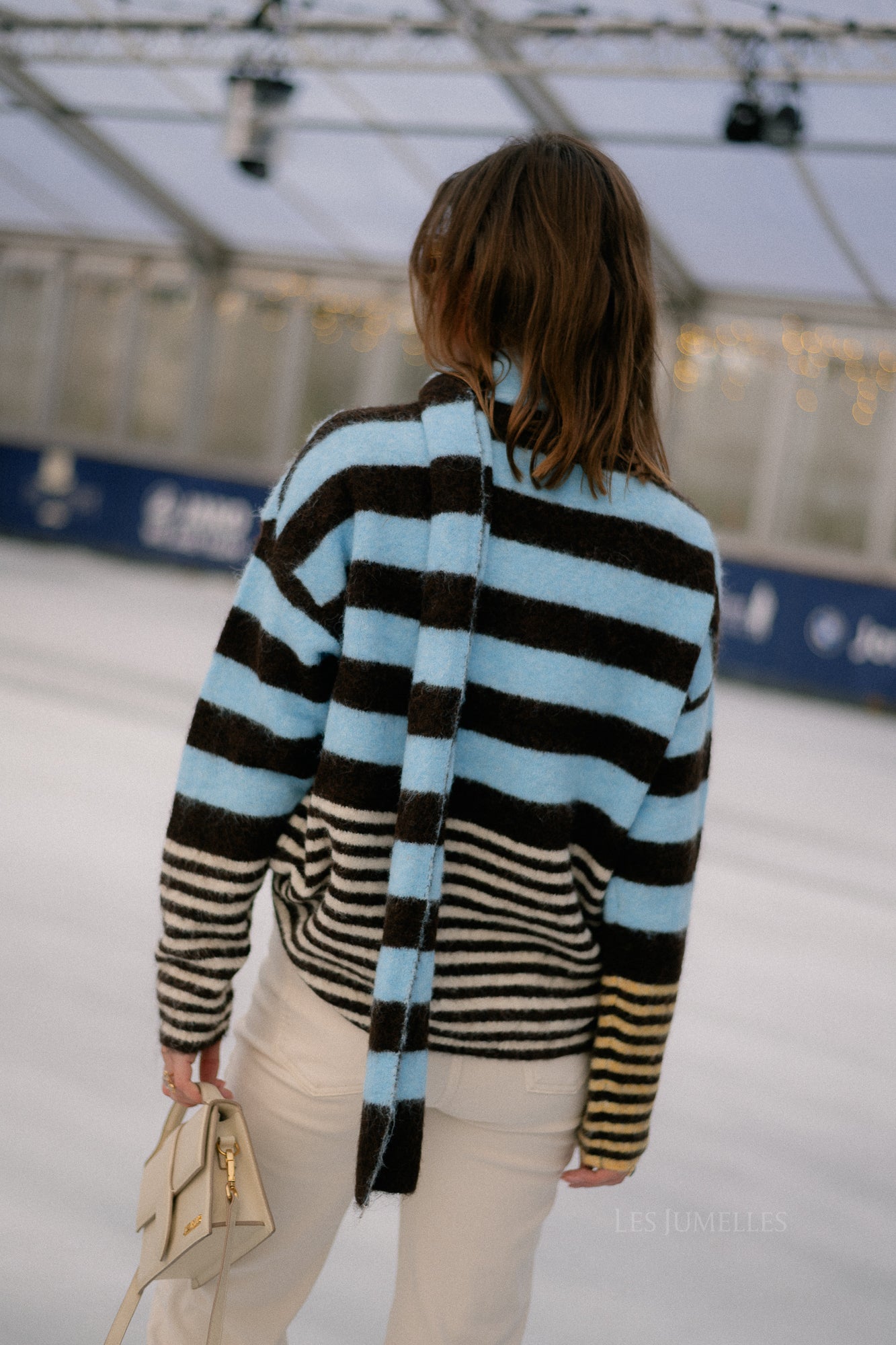 Juliette gestreepte trui hot chocolate/lichtblauw