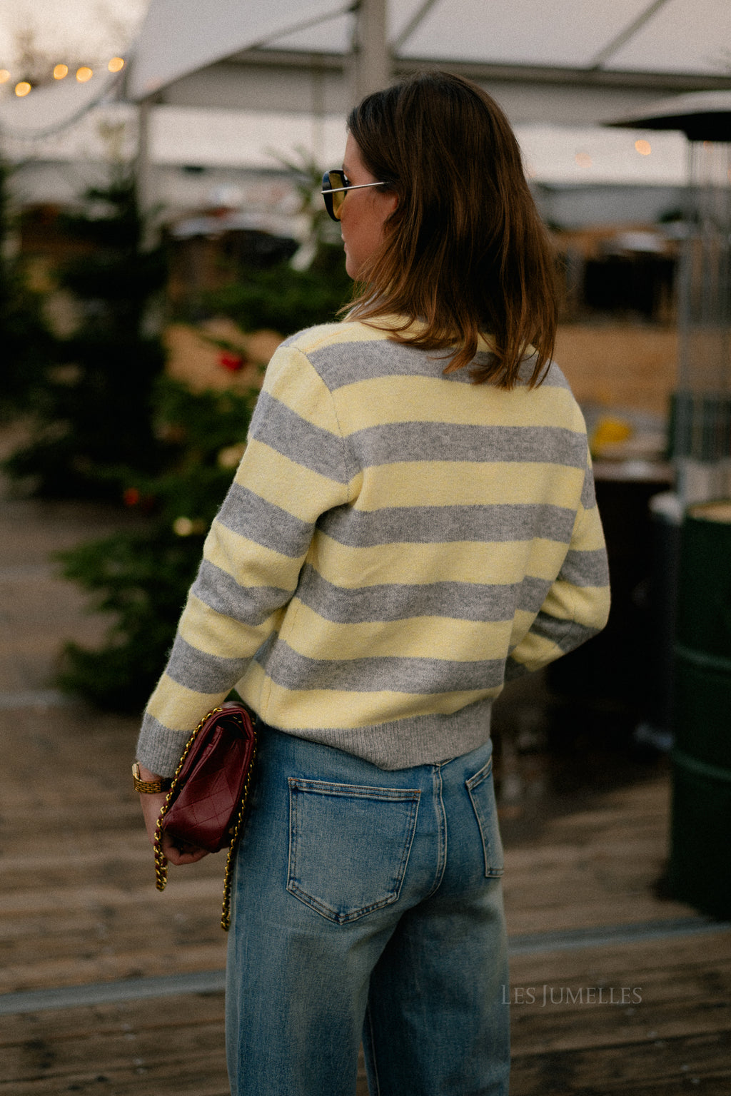 Birdie striped cardigan grey/butter yellow