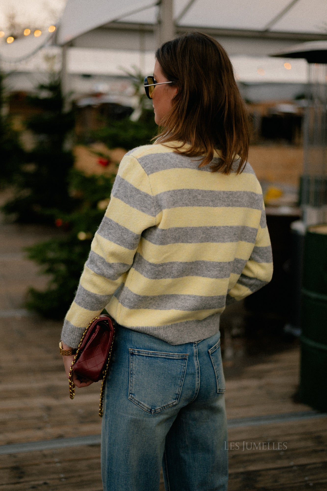 Birdie striped cardigan grey/butter yellow