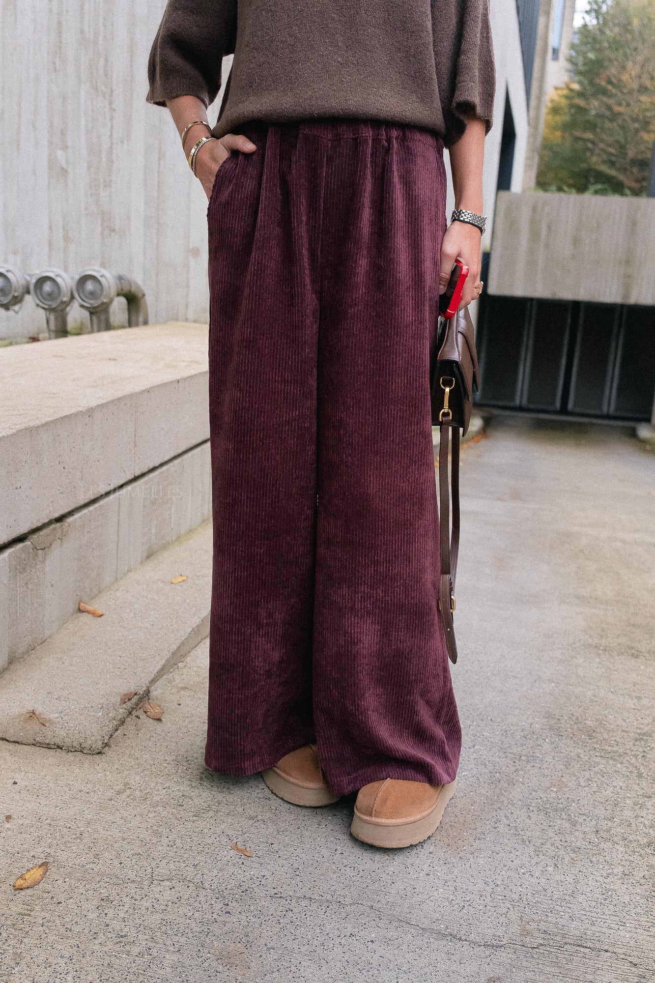 Pantalon en velours Capucine bordeaux