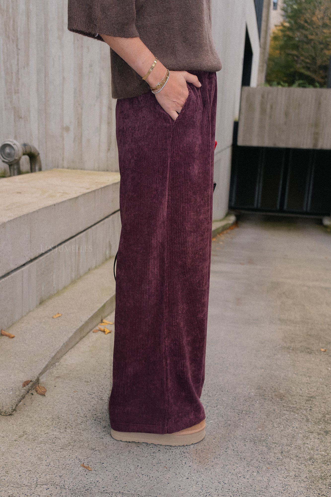 Pantalon en velours Capucine bordeaux