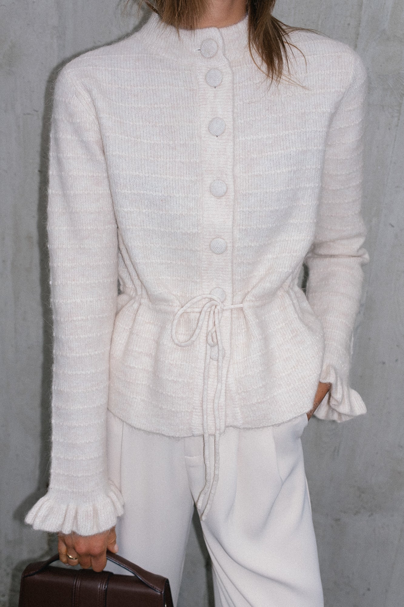 YASThelliss LS cardigan en tricot écru