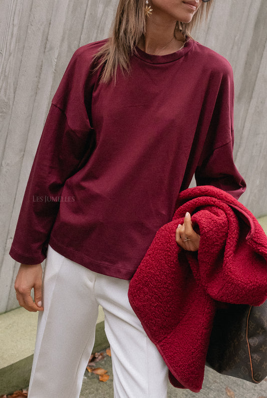 Les Jumelles Rachel LS shirt burgundy