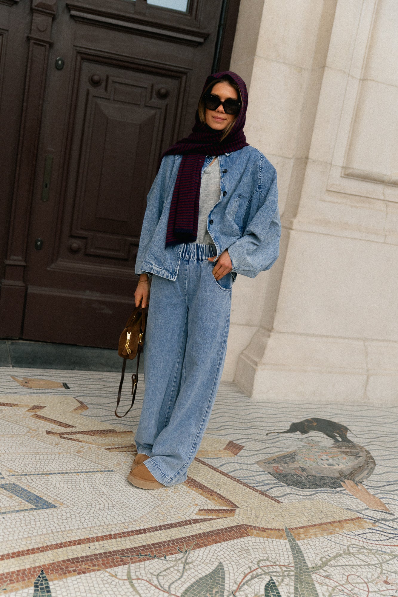 Pantalon Norma en denim bleu clair