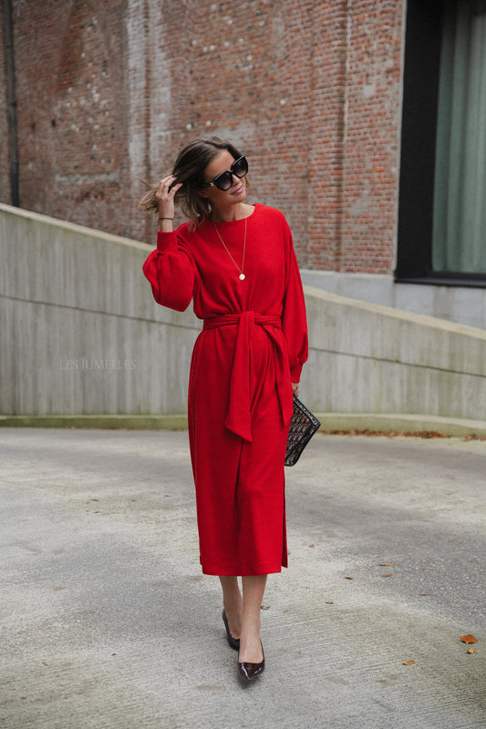 Les Jumelles Robe longue Mabel rouge