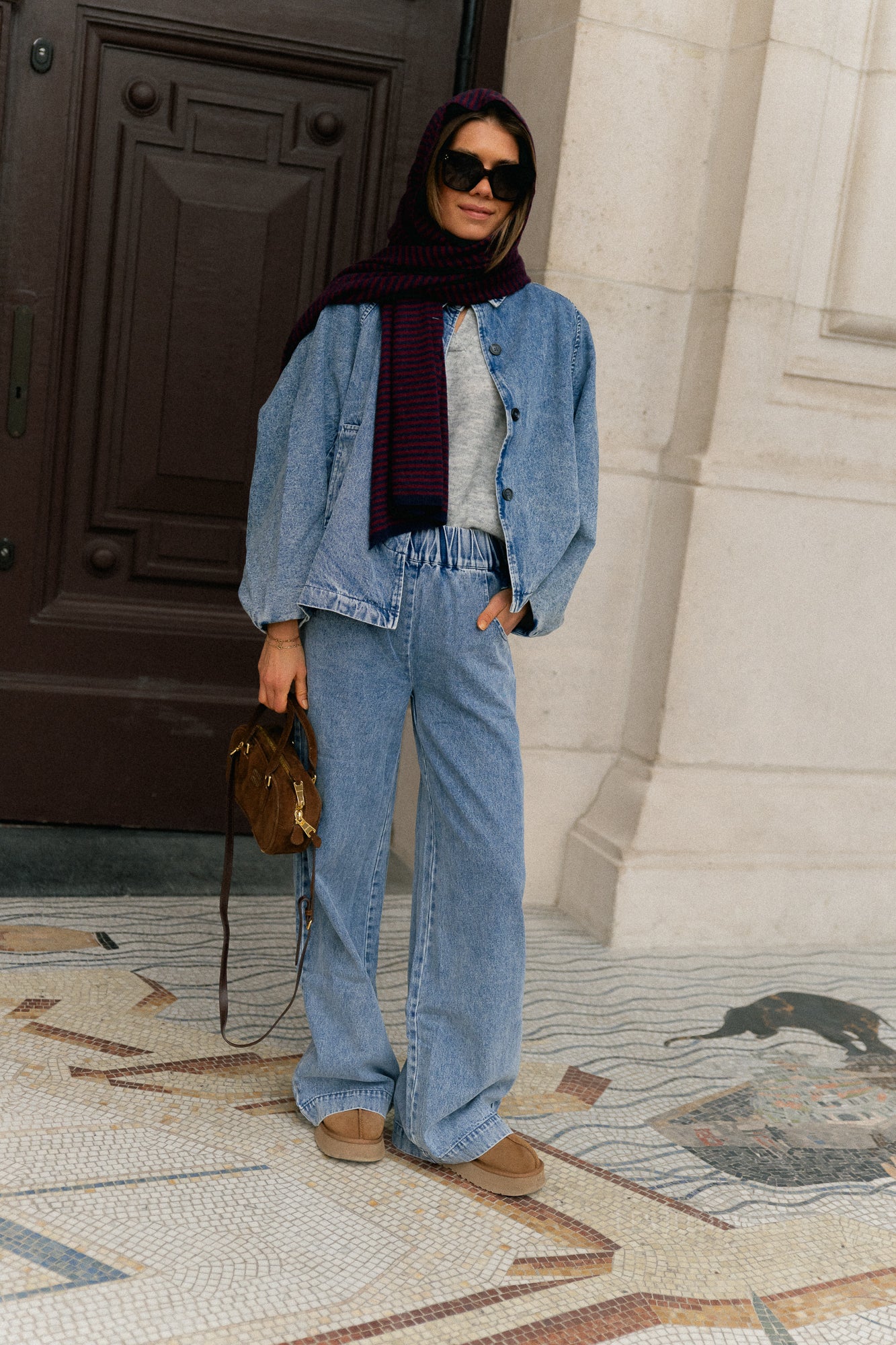 Pantalon Norma en denim bleu clair