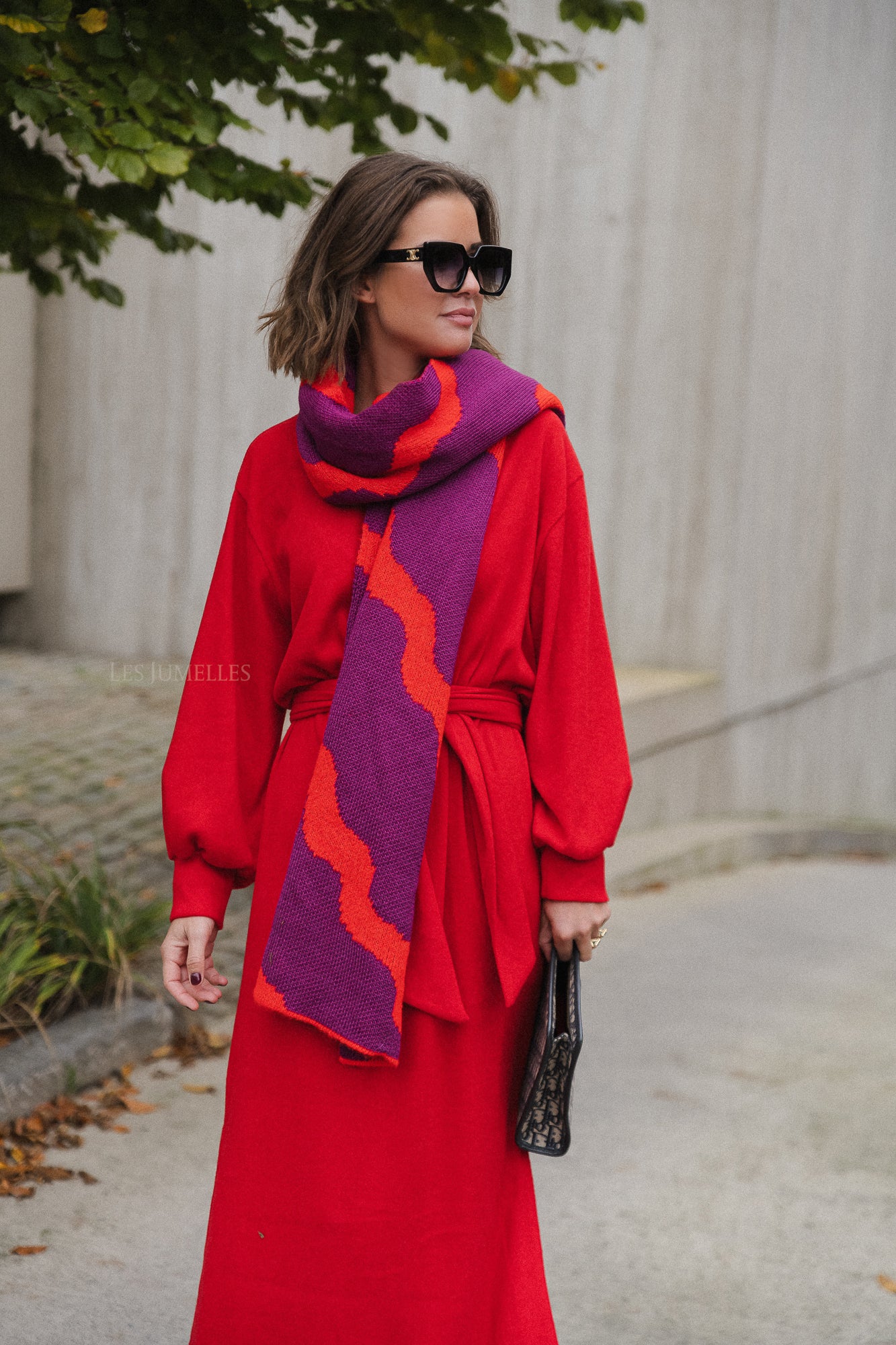 Noa scarf plum/fiery red