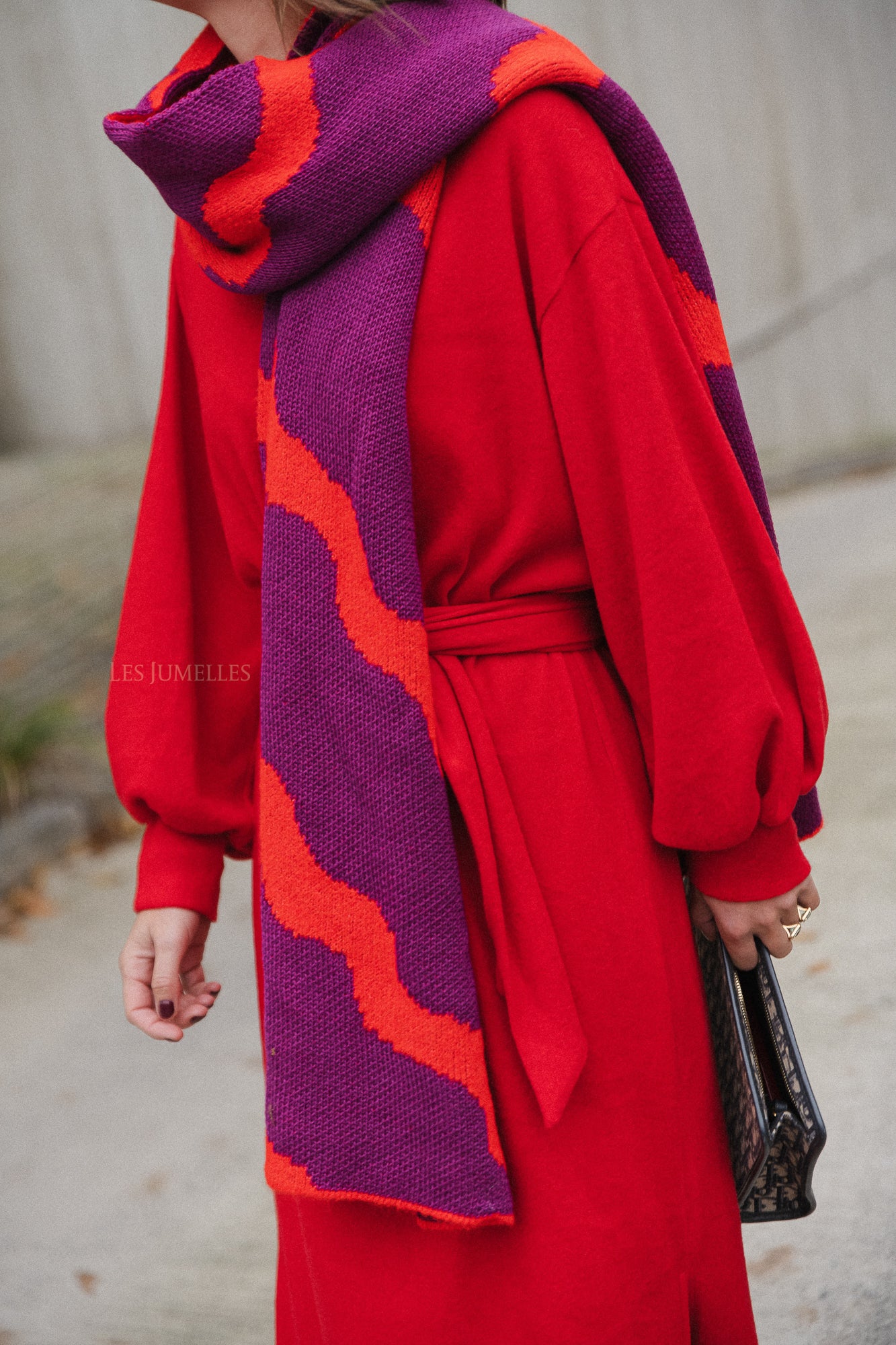 Noa scarf plum/fiery red