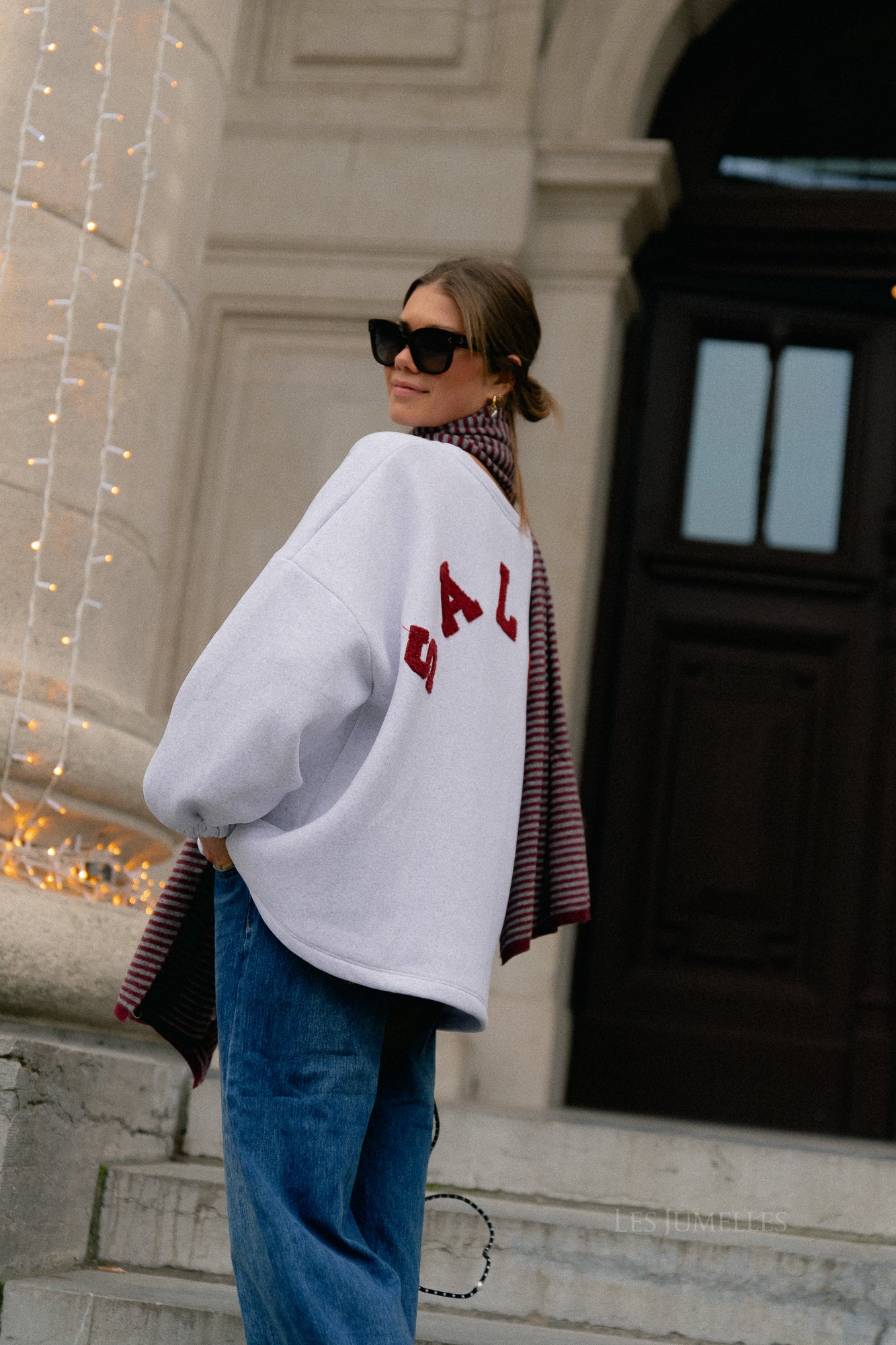 Pull 'Salut' ORIGINAL bordeaux/gris clair