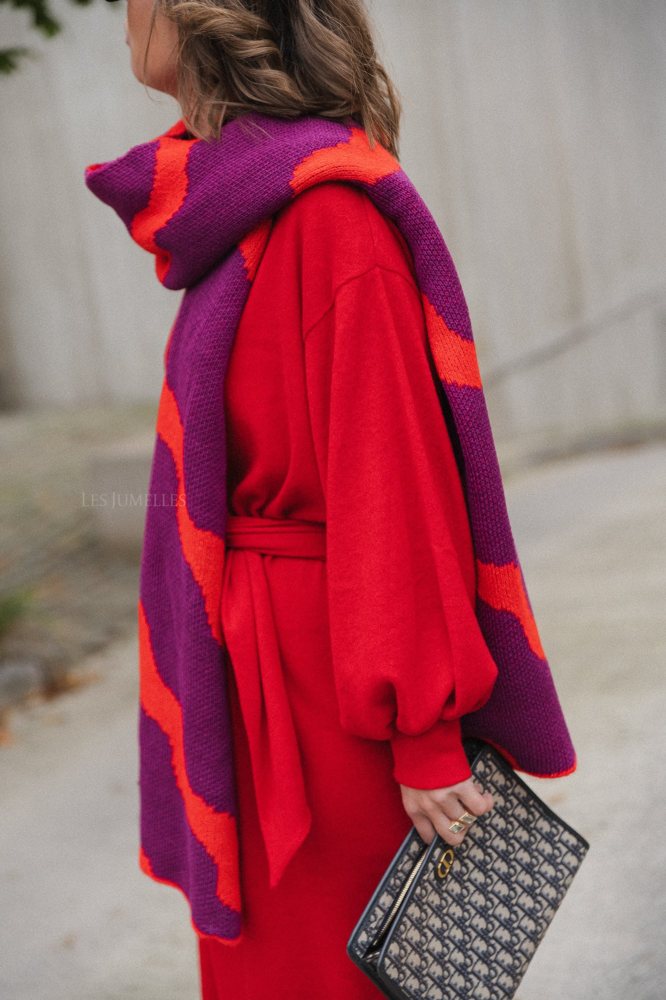 Noa scarf plum/fiery red