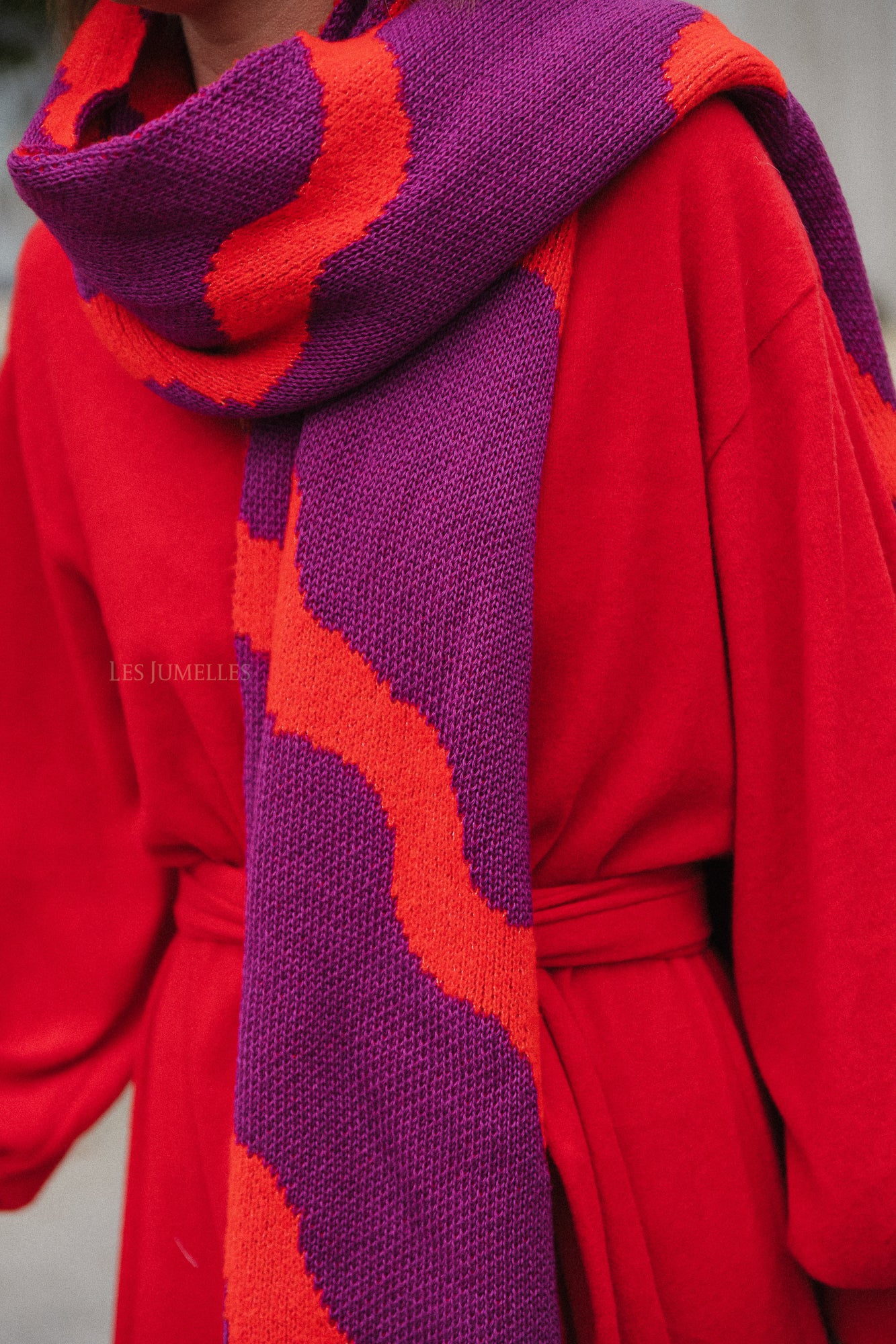 Noa scarf plum/fiery red