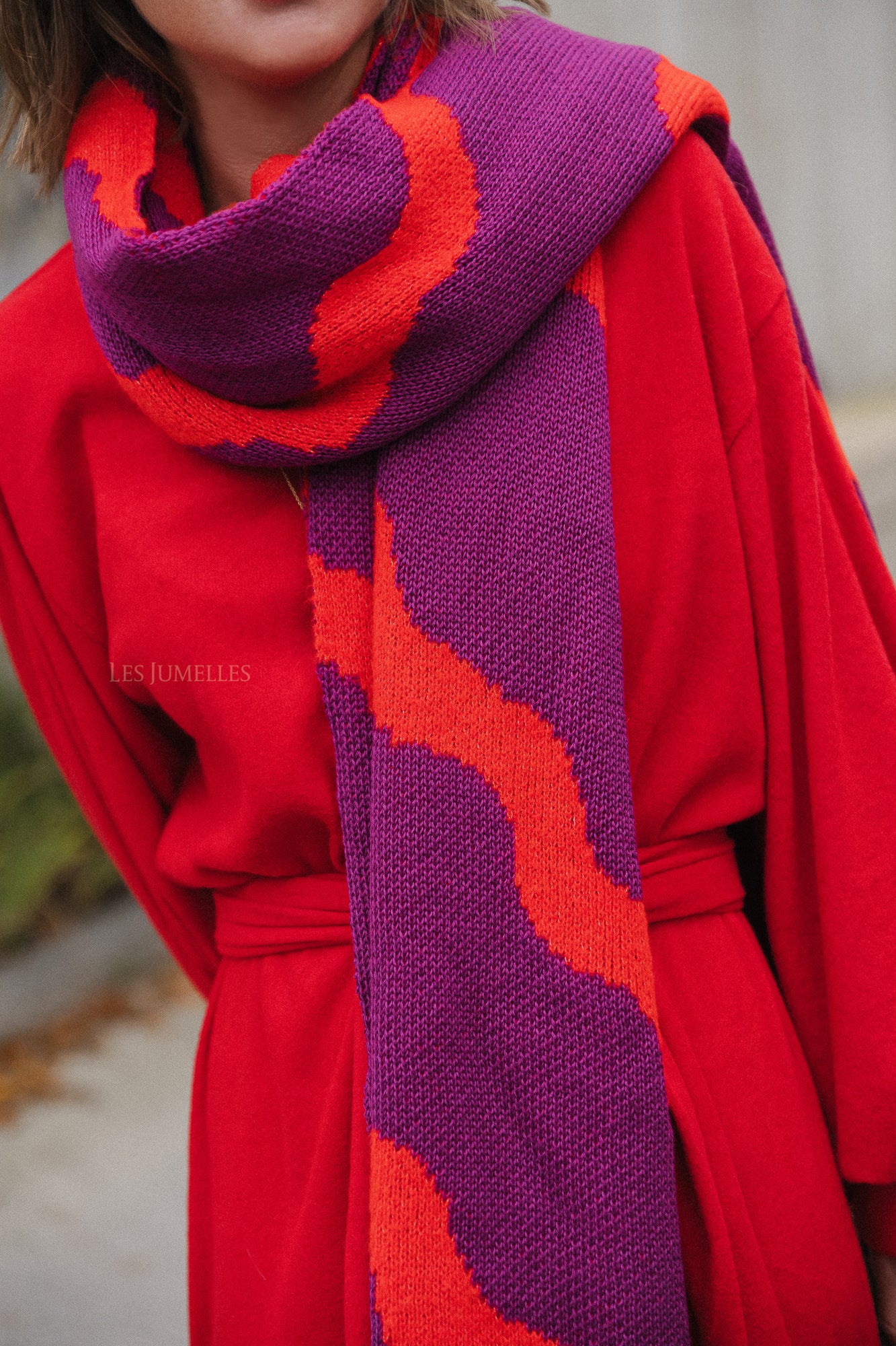 Noa scarf plum/fiery red