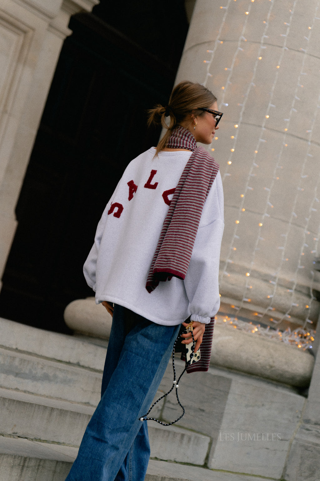 Pull 'Salut' ORIGINAL bordeaux/gris clair