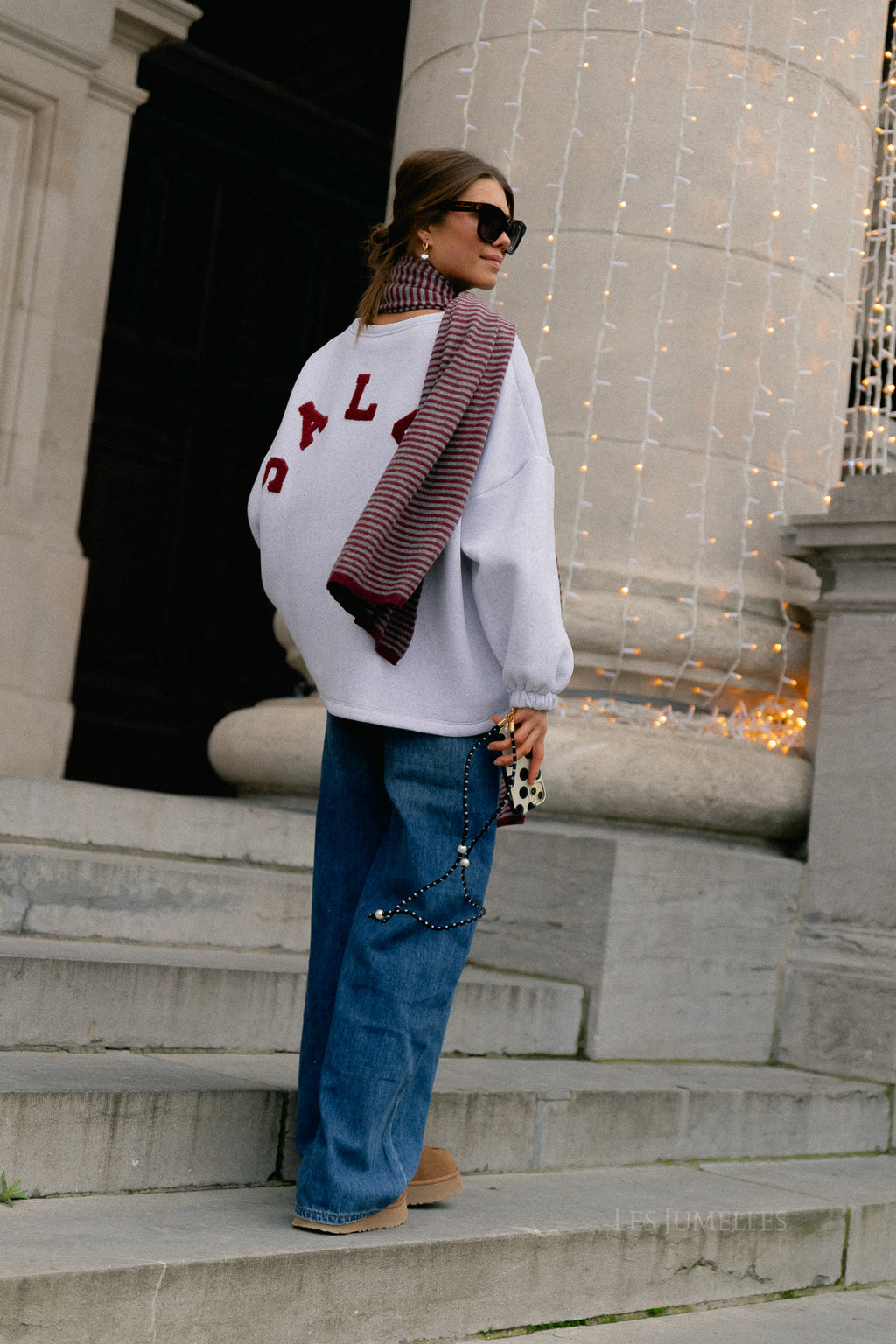 Pull 'Salut' ORIGINAL bordeaux/gris clair