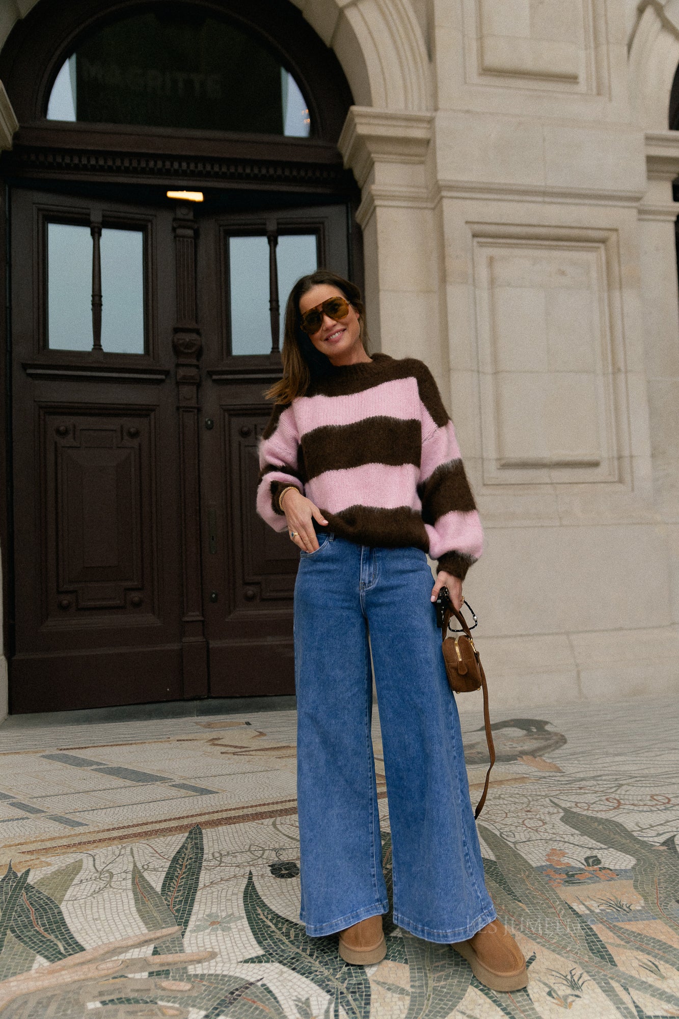 Ruby gestreepte trui hot chocolate/babyroze