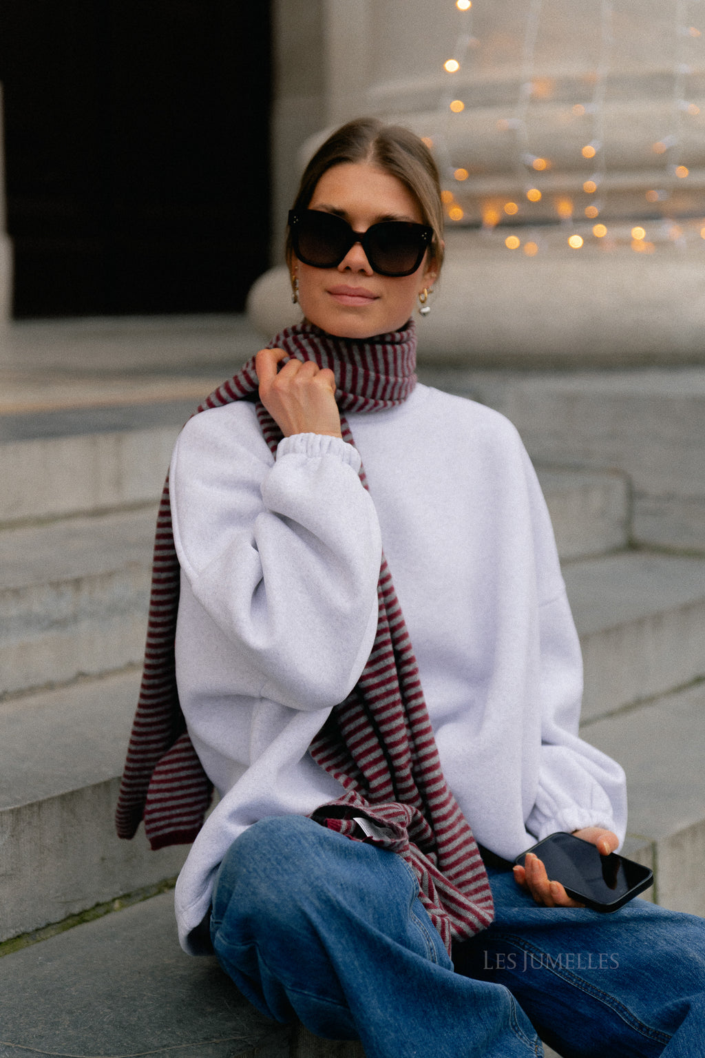 Pull 'Salut' ORIGINAL bordeaux/gris clair