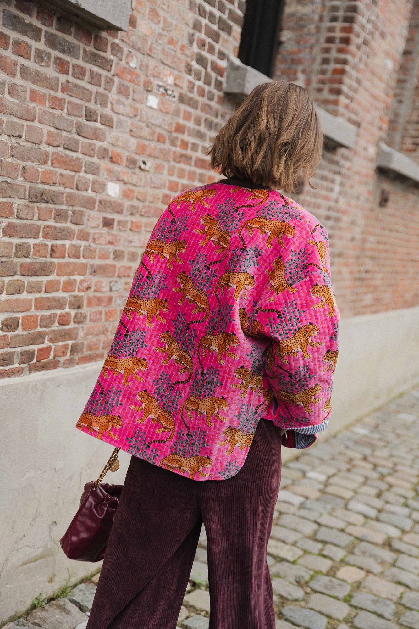 Veste Gita fuchsia/imprimé léopard