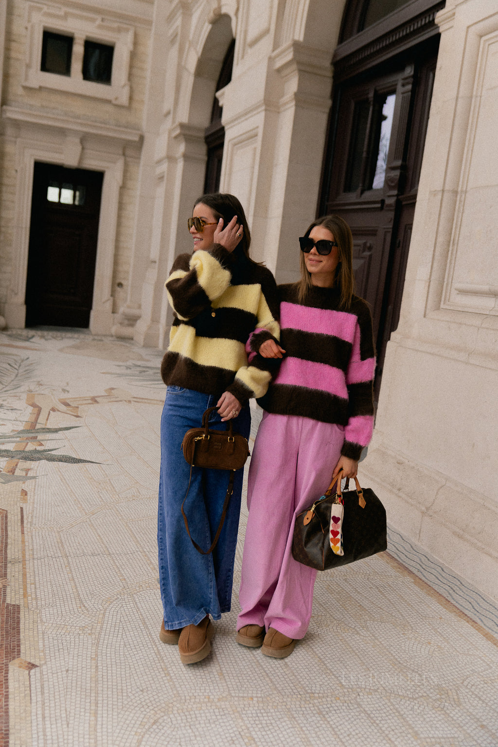 Pull à rayures Ruby chocolat chaud/jaune beurre