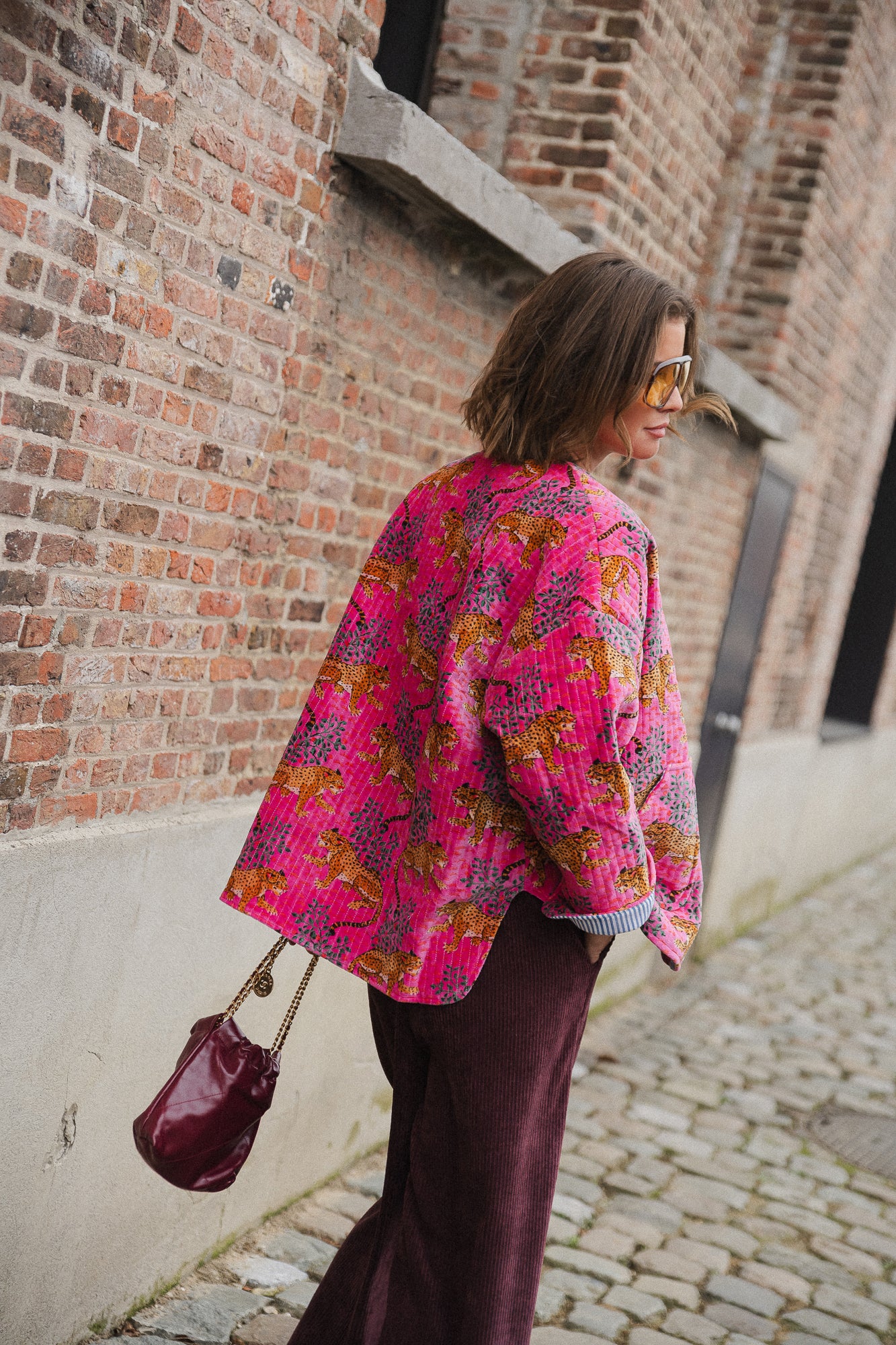 Veste Gita fuchsia/imprimé léopard