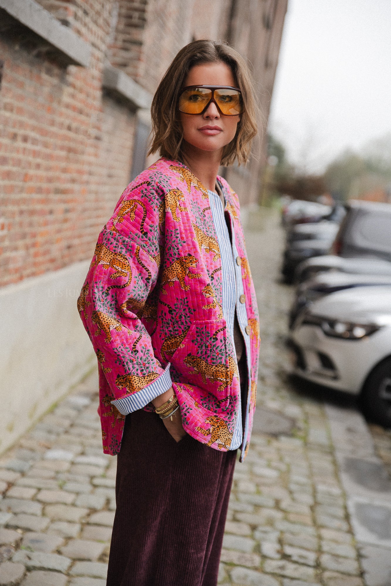 Veste Gita fuchsia/imprimé léopard