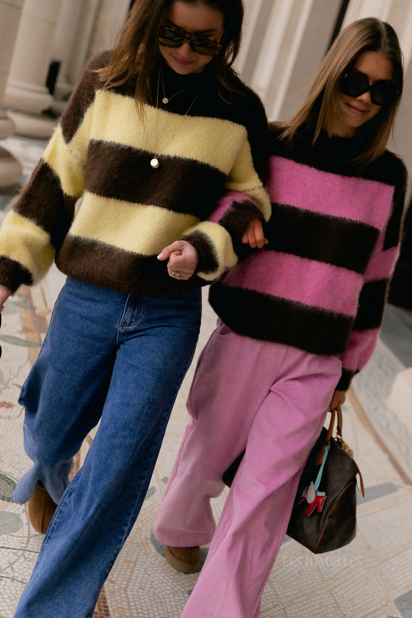 Ruby gestreepte trui hot chocolate/snoeproze