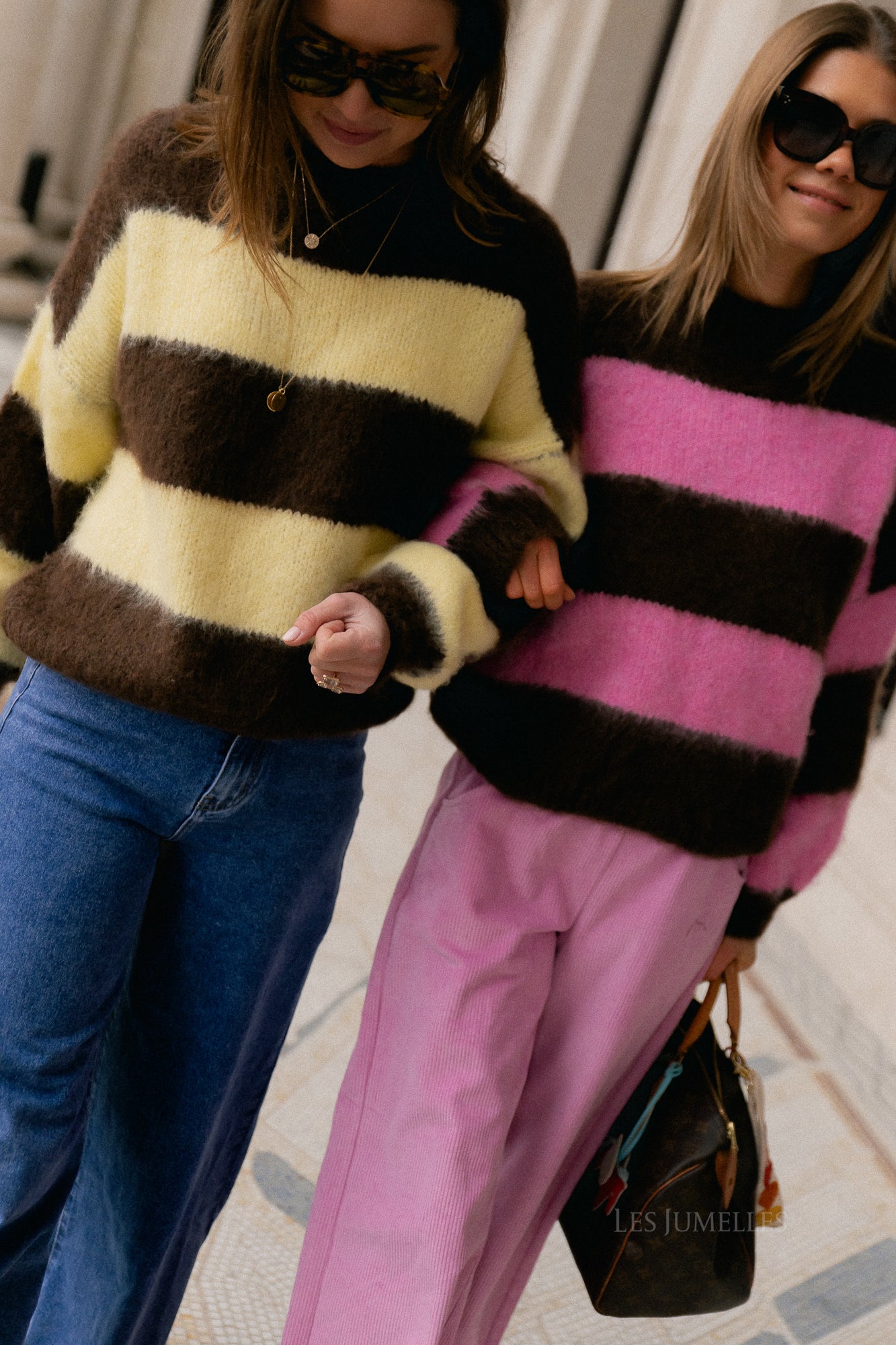 Ruby gestreepte trui hot chocolate/snoeproze