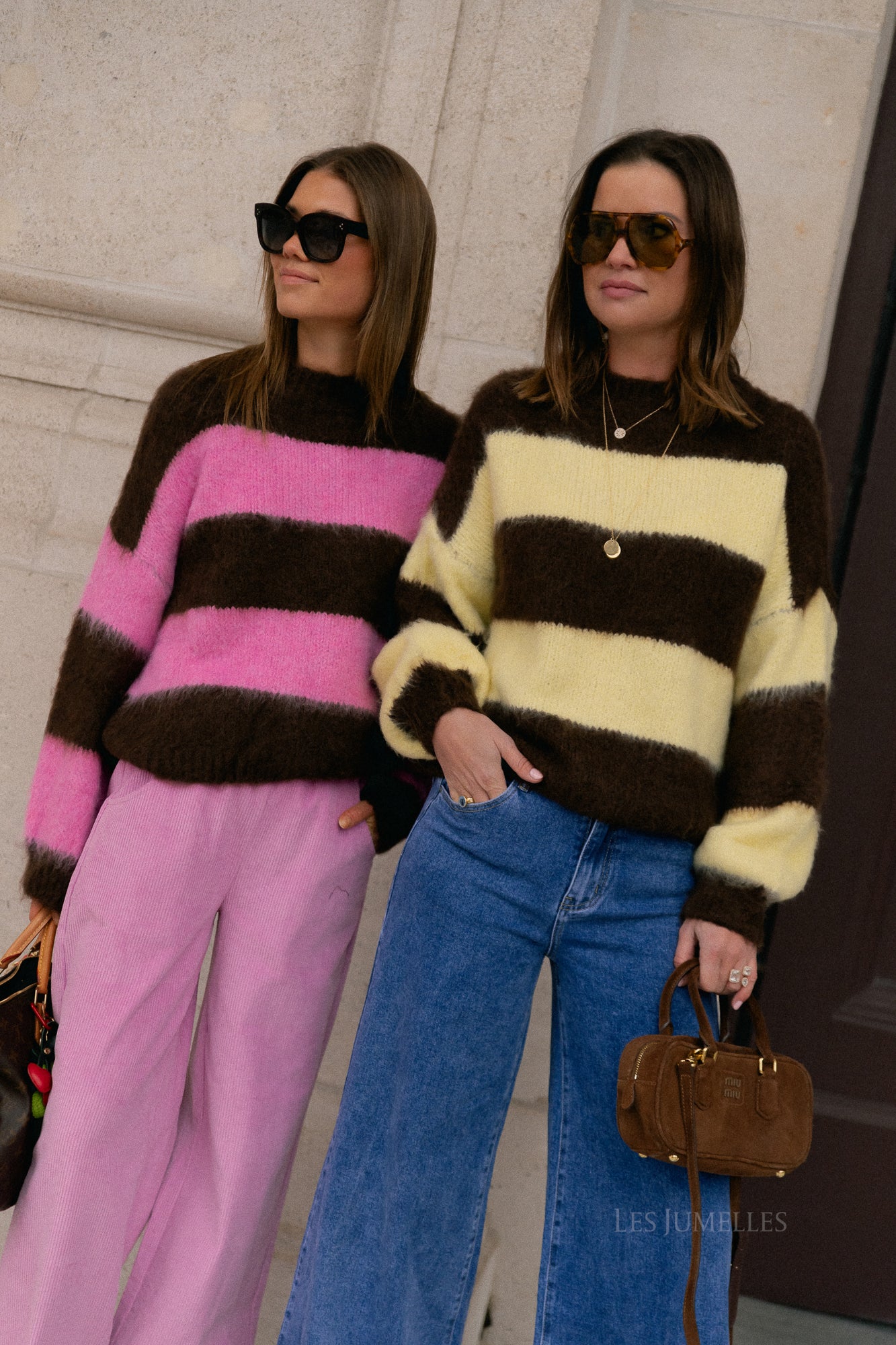 Ruby gestreepte trui hot chocolate/snoeproze