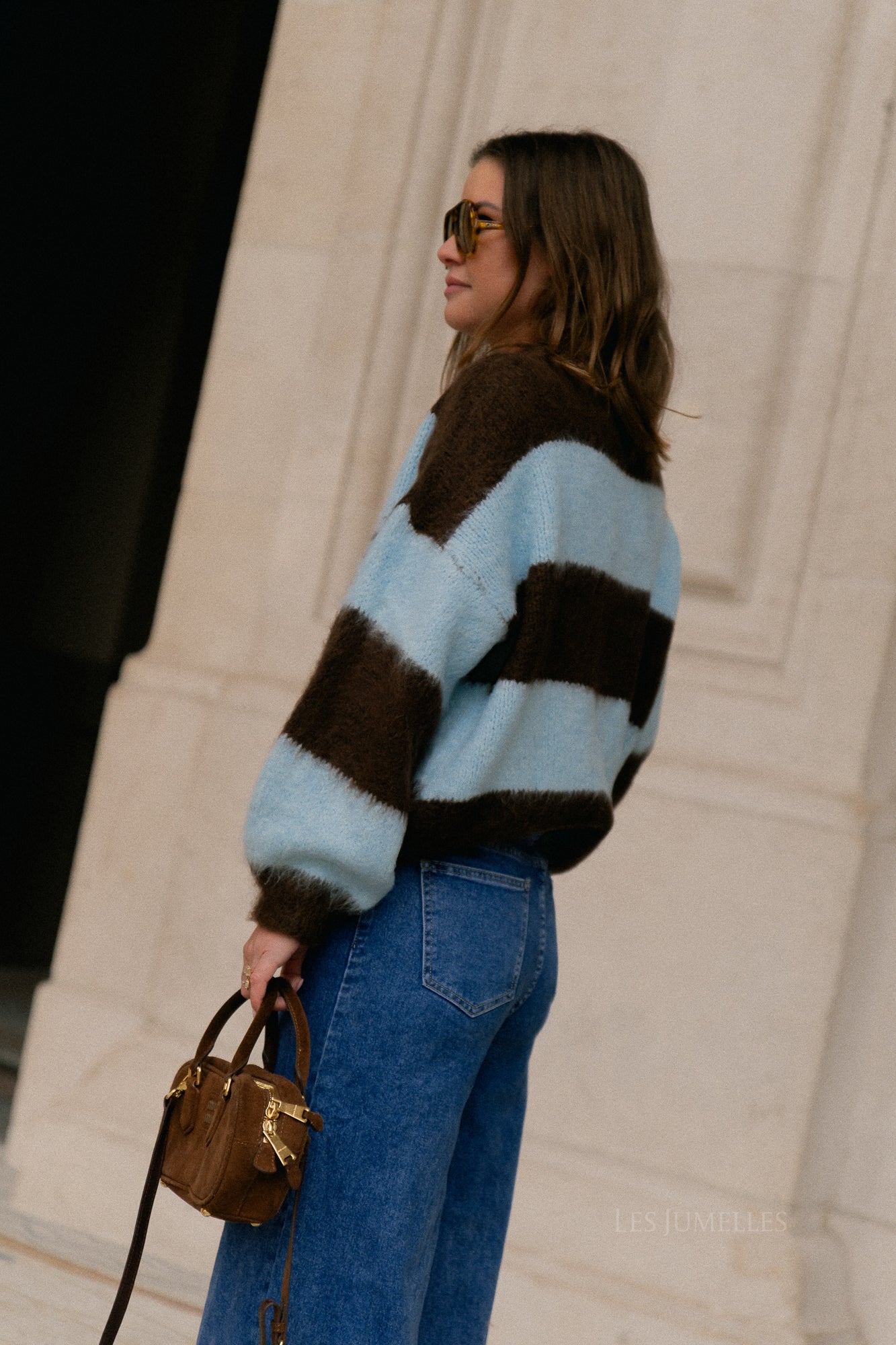 Ruby gestreepte trui hot chocolate/lichtblauw