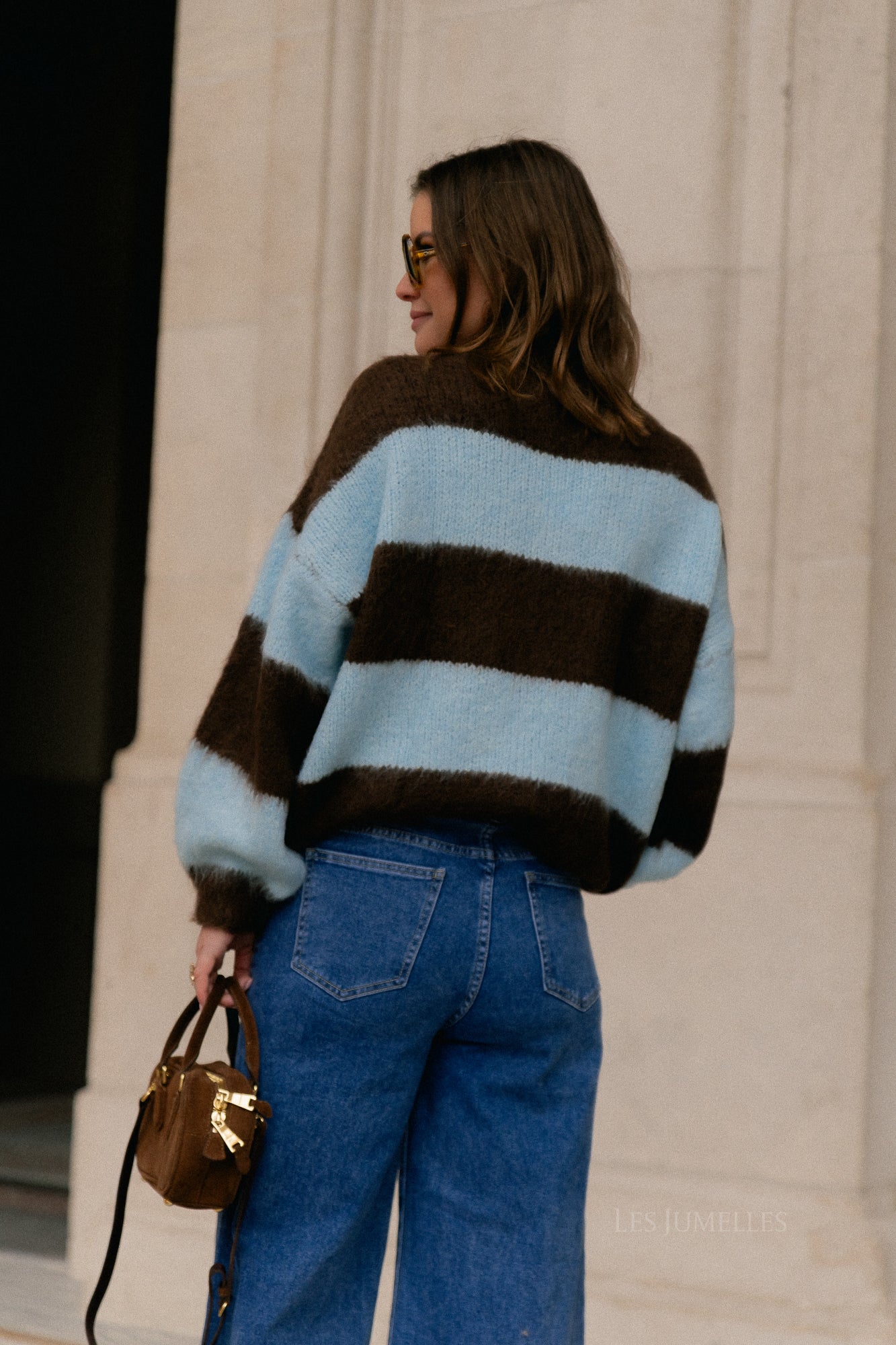 Ruby gestreepte trui hot chocolate/lichtblauw