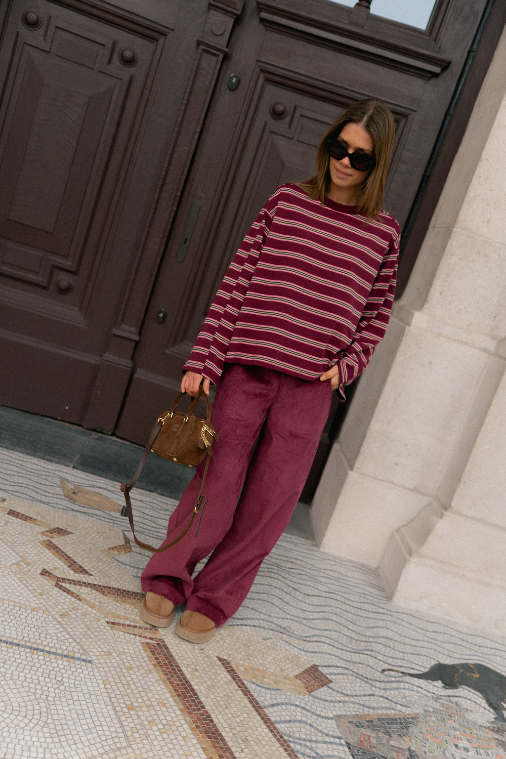 Estelle gestreept T-shirt bordeauxrood/roze