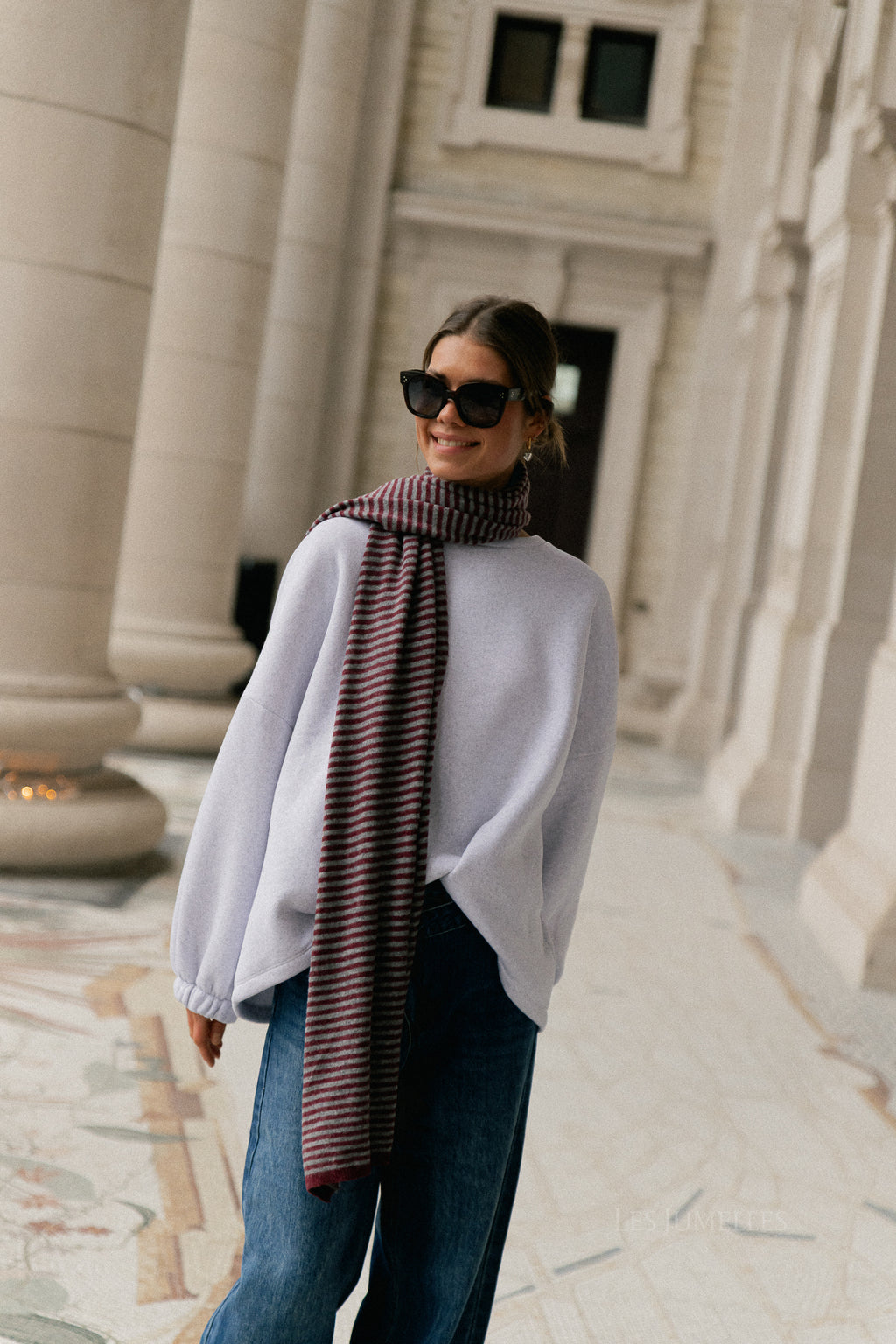 Pull 'Salut' ORIGINAL bordeaux/gris clair