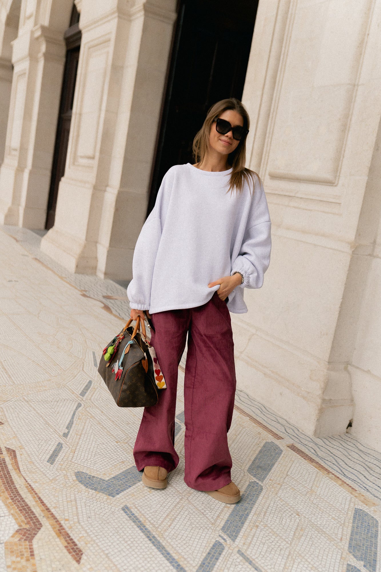 Pull 'Chérie' ORIGINAL gris chiné/bordeaux