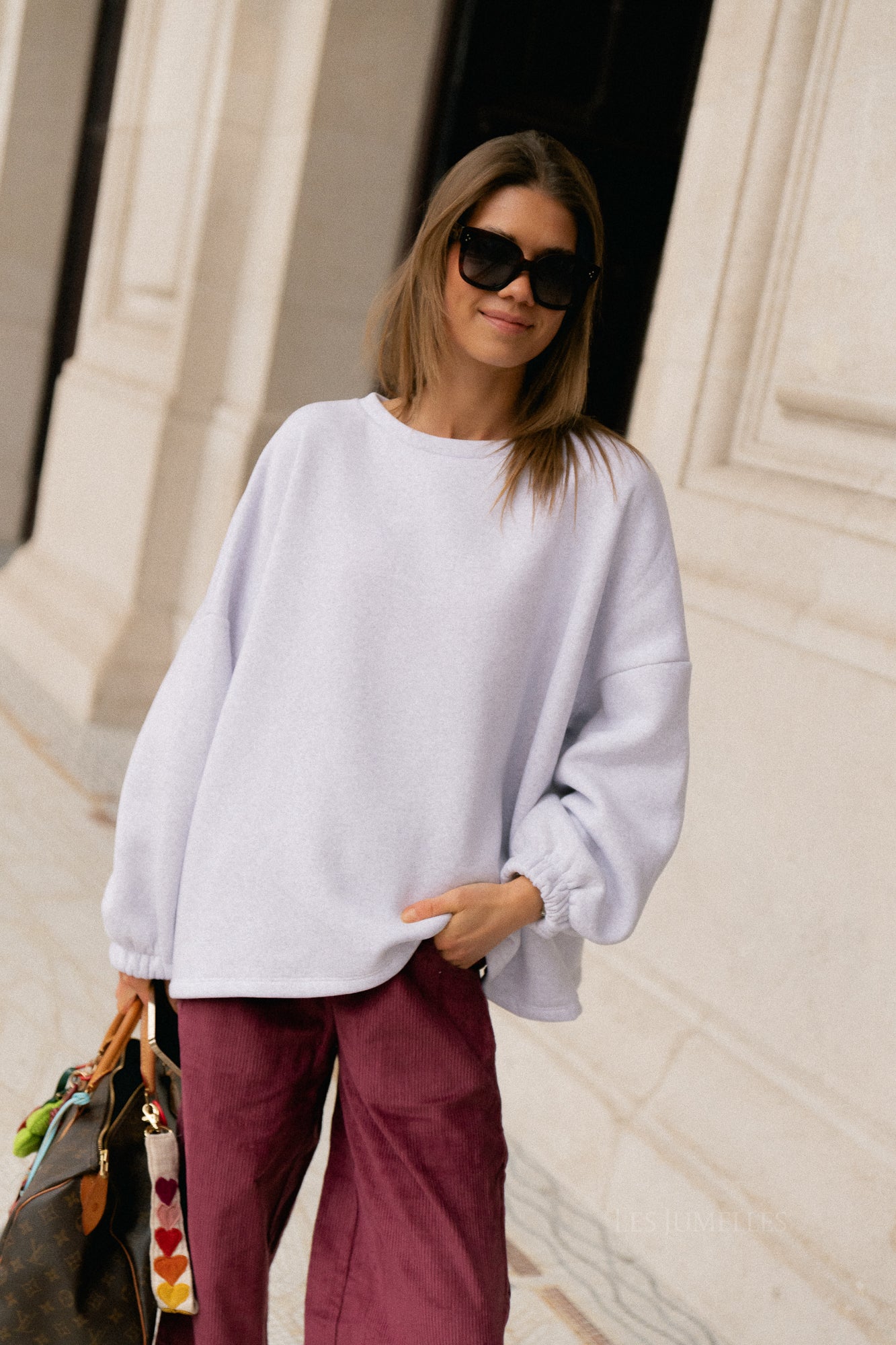 Pull 'Chérie' ORIGINAL gris chiné/bordeaux