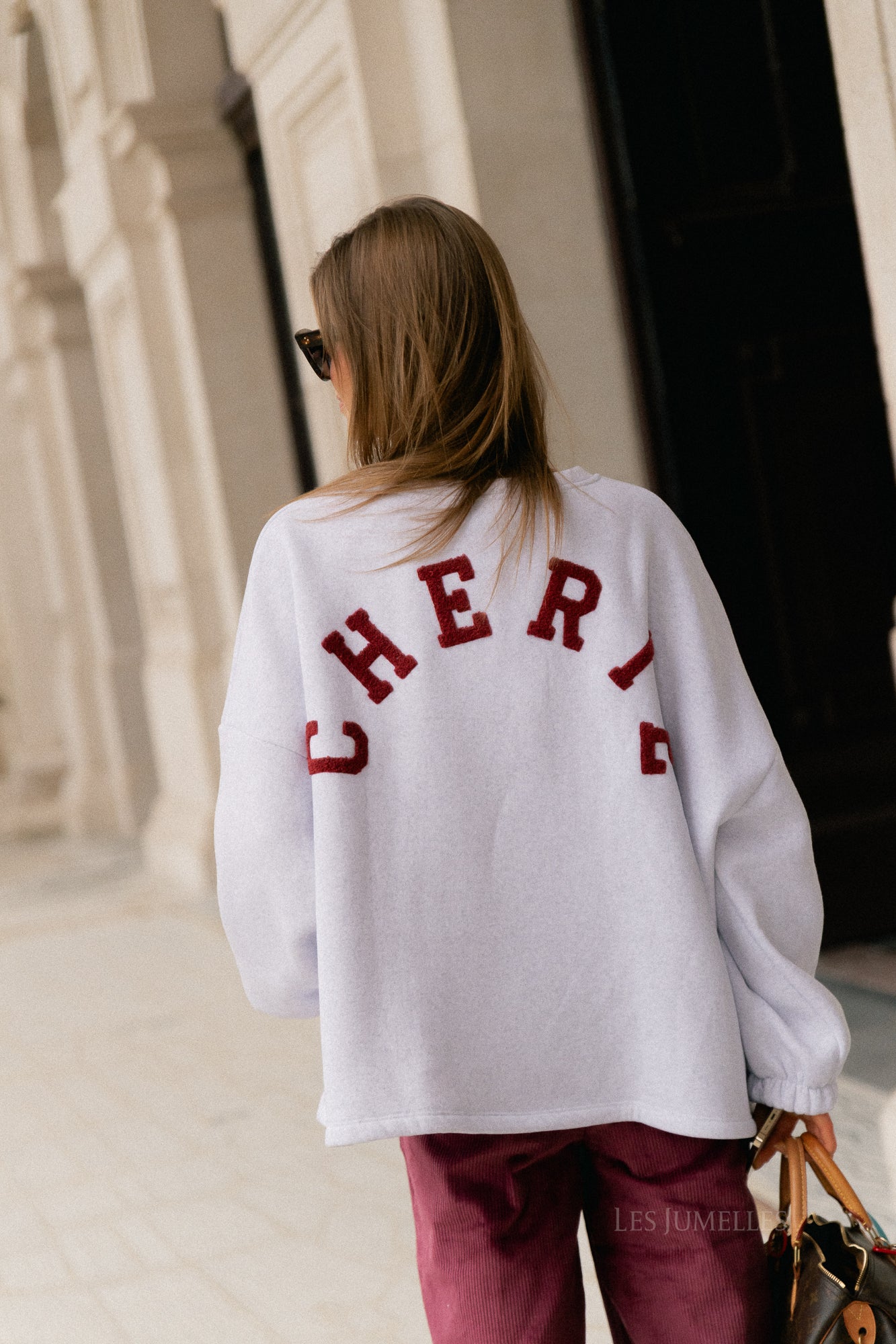 Pull 'Chérie' ORIGINAL gris chiné/bordeaux