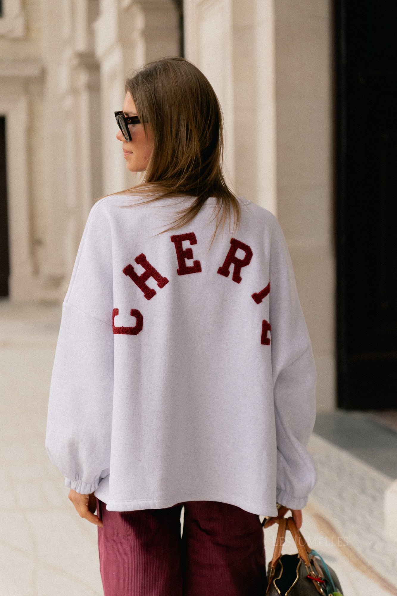 Pull 'Chérie' ORIGINAL gris chiné/bordeaux