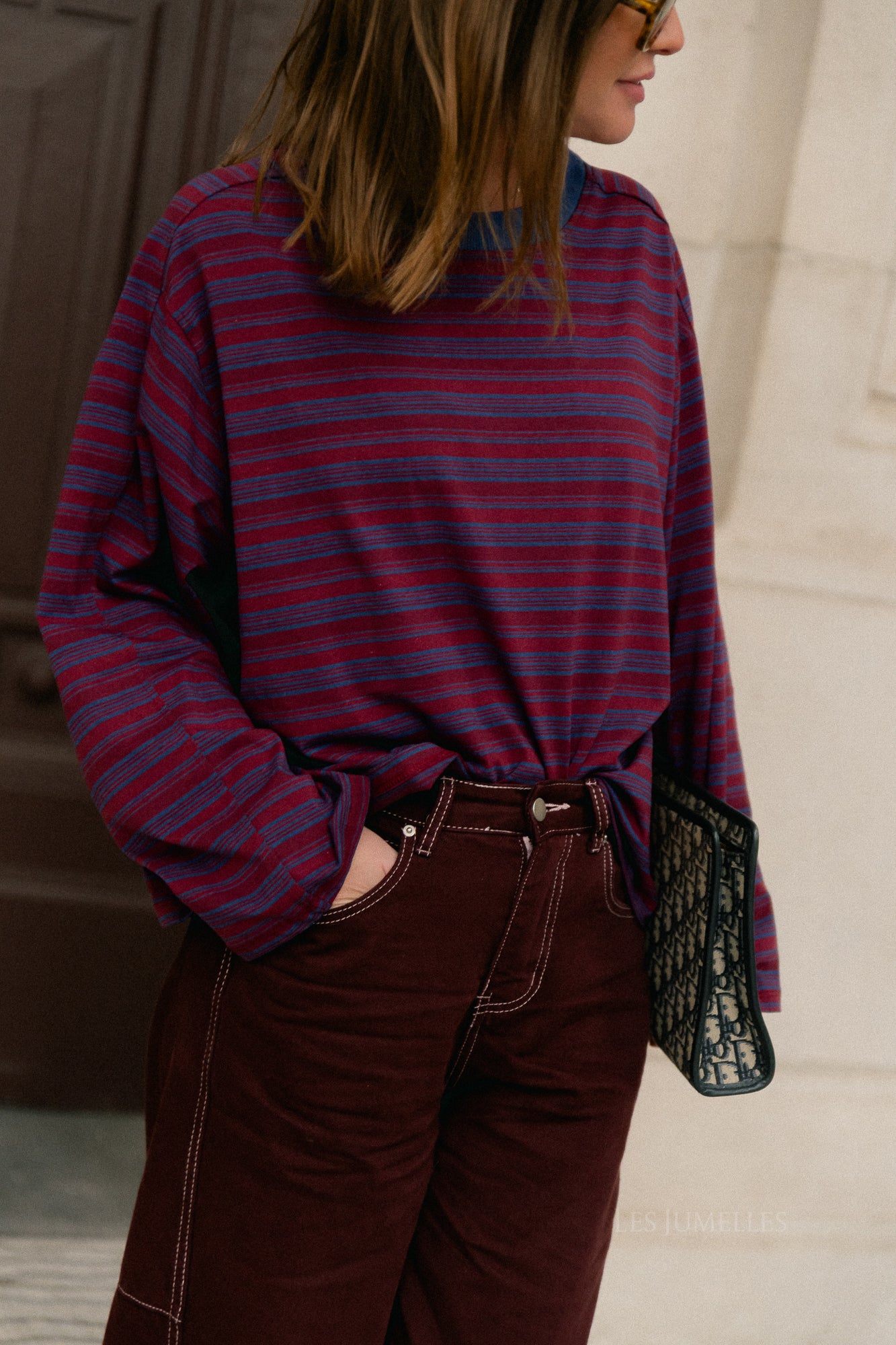 T-shirt rayé Estelle bleu/bordeaux