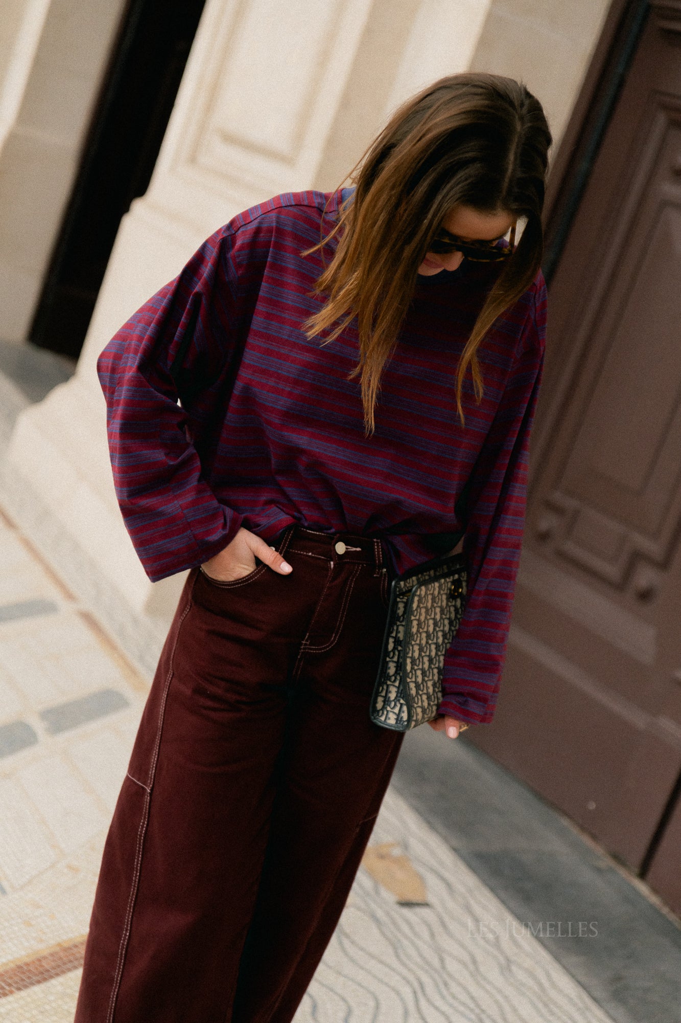 T-shirt rayé Estelle bleu/bordeaux